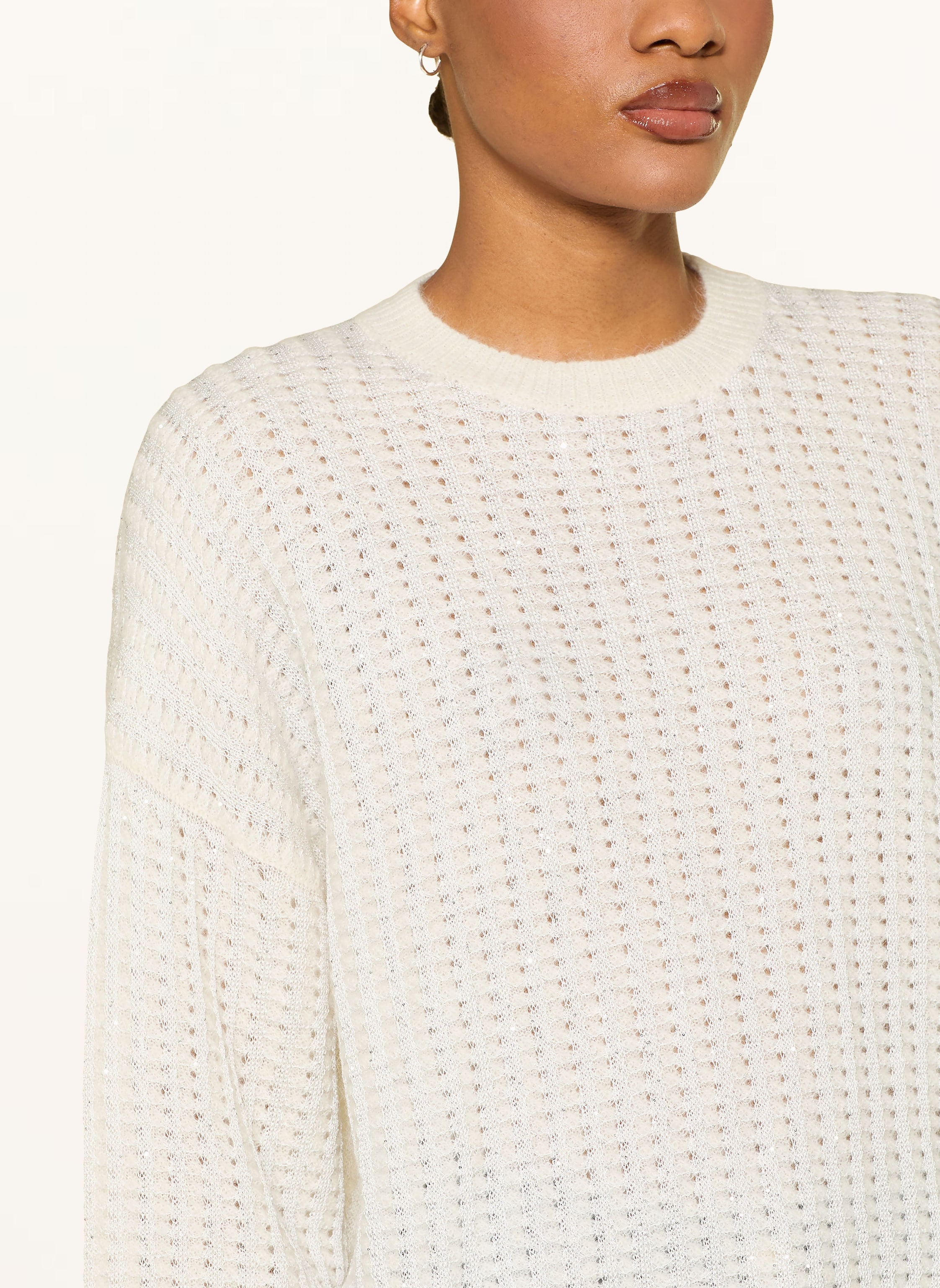 Thumbnail - Peserico Pullover Mit 3/4-Arm Und Pailletten weiss