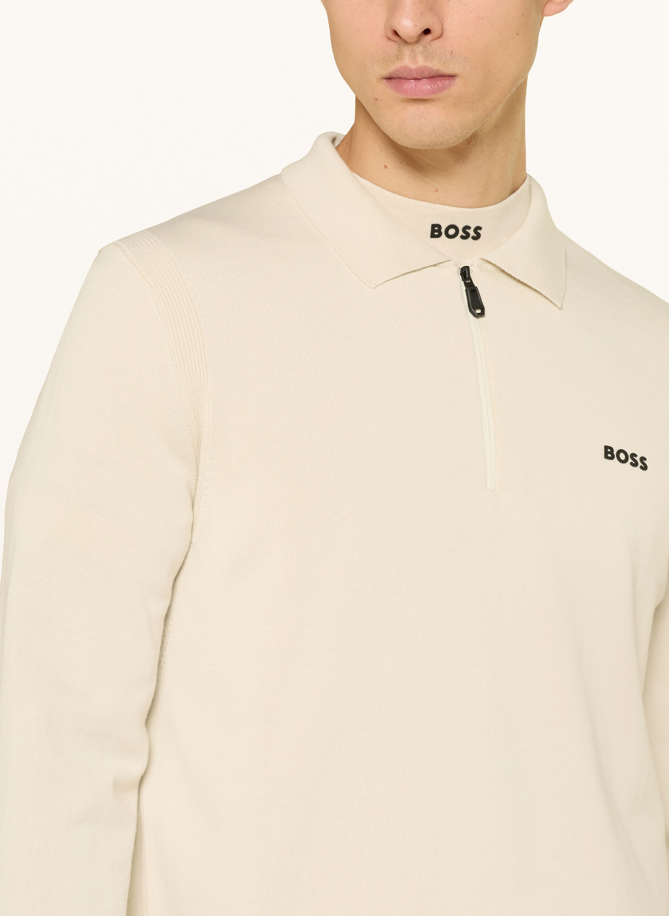 Thumbnail - Boss Strick-Poloshirt Ever X beige