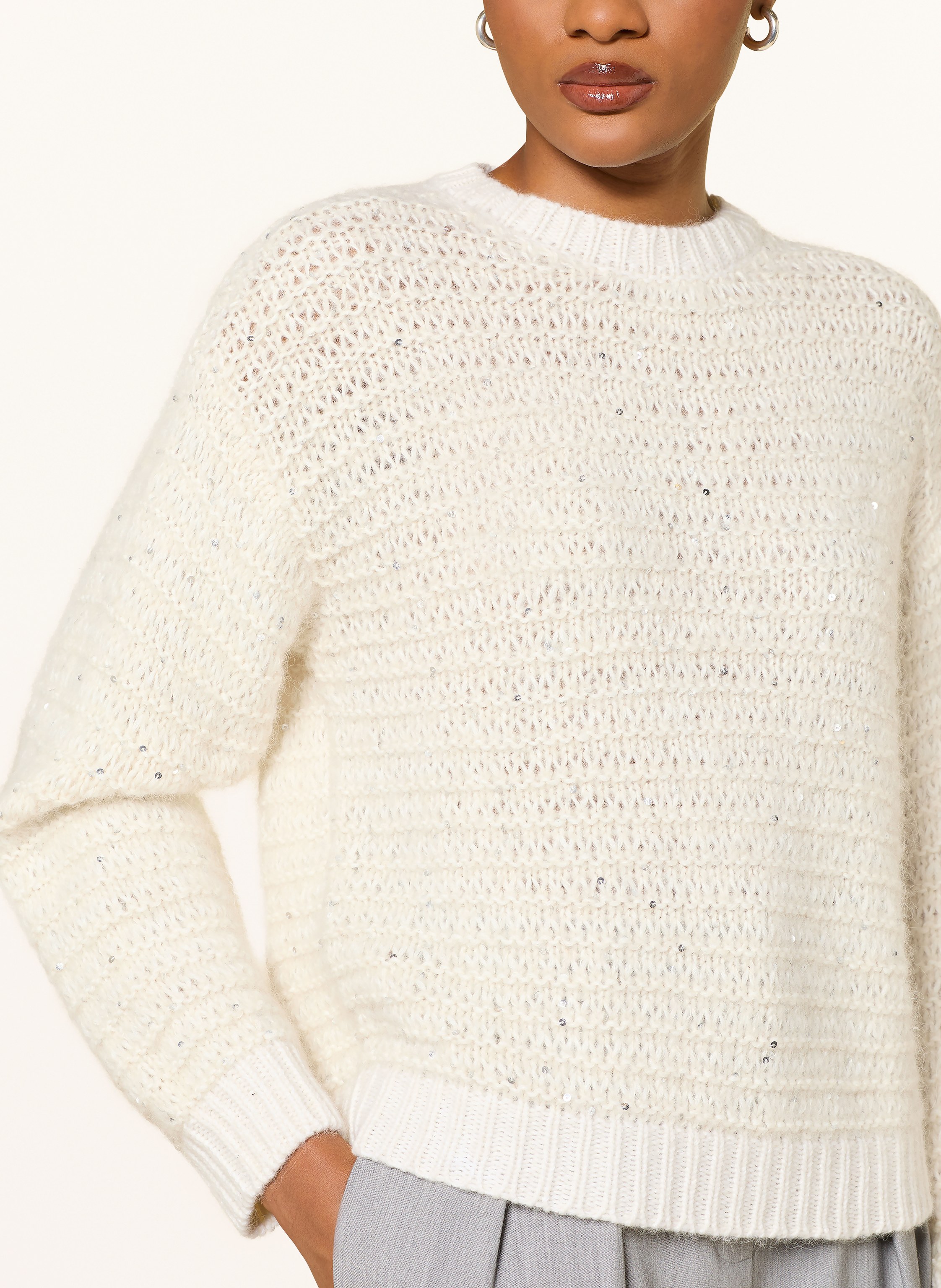 Thumbnail - Peserico Pullover Mit Alpaka Und Pailletten weiss