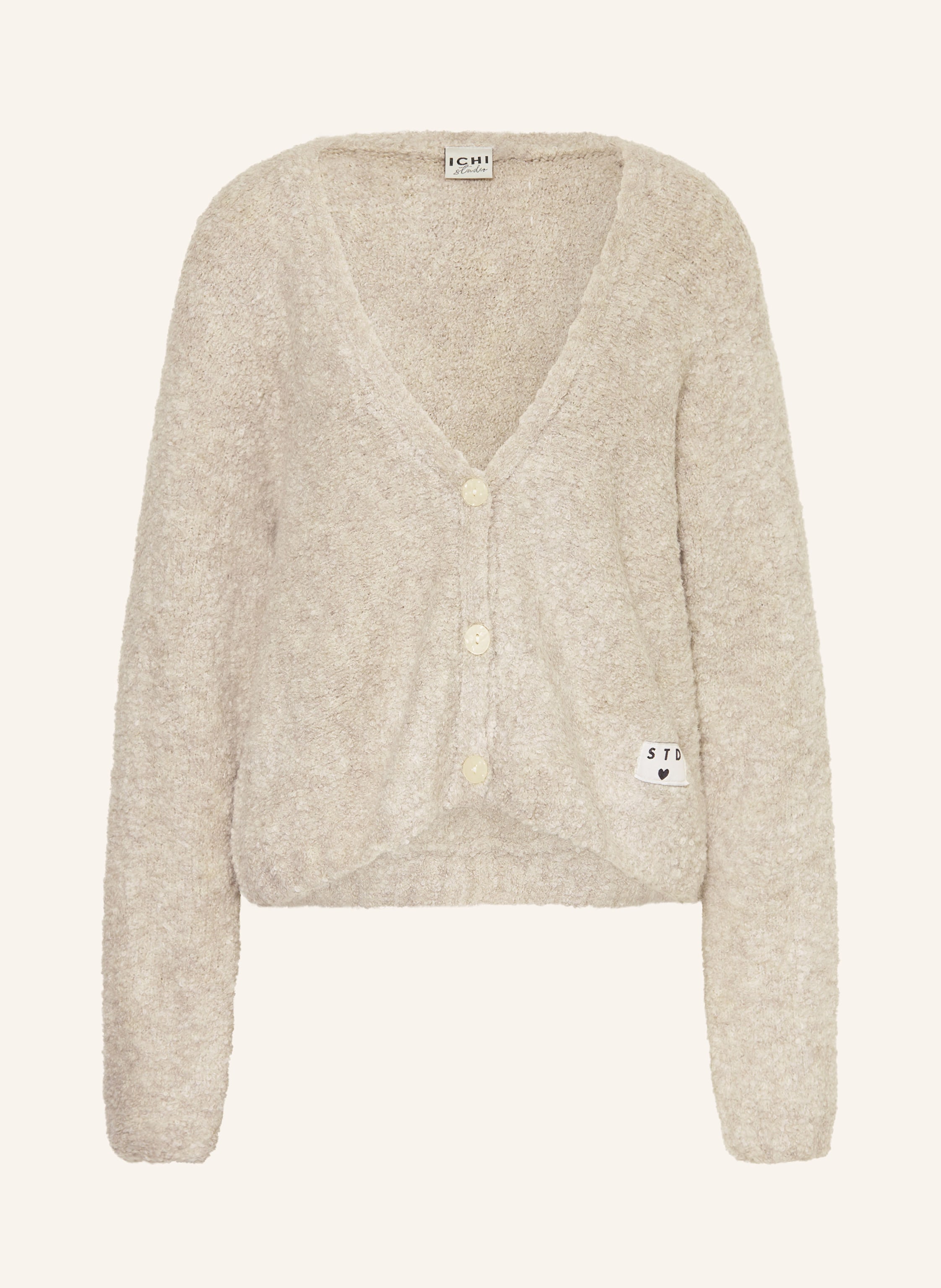 Ichi Bouclé-Strickjacke Ihblarisa weiss