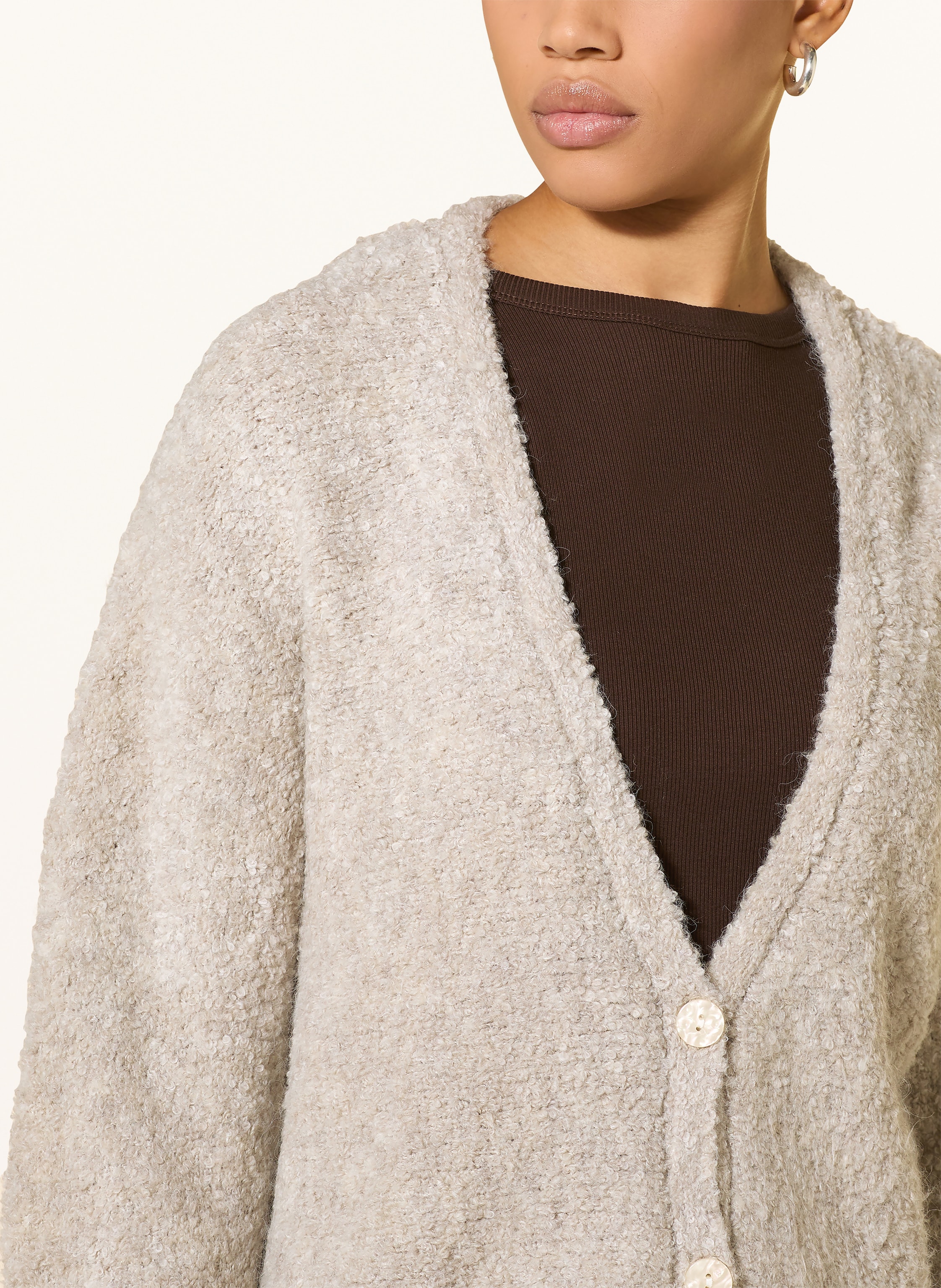 Thumbnail - Ichi Bouclé-Strickjacke Ihblarisa weiss