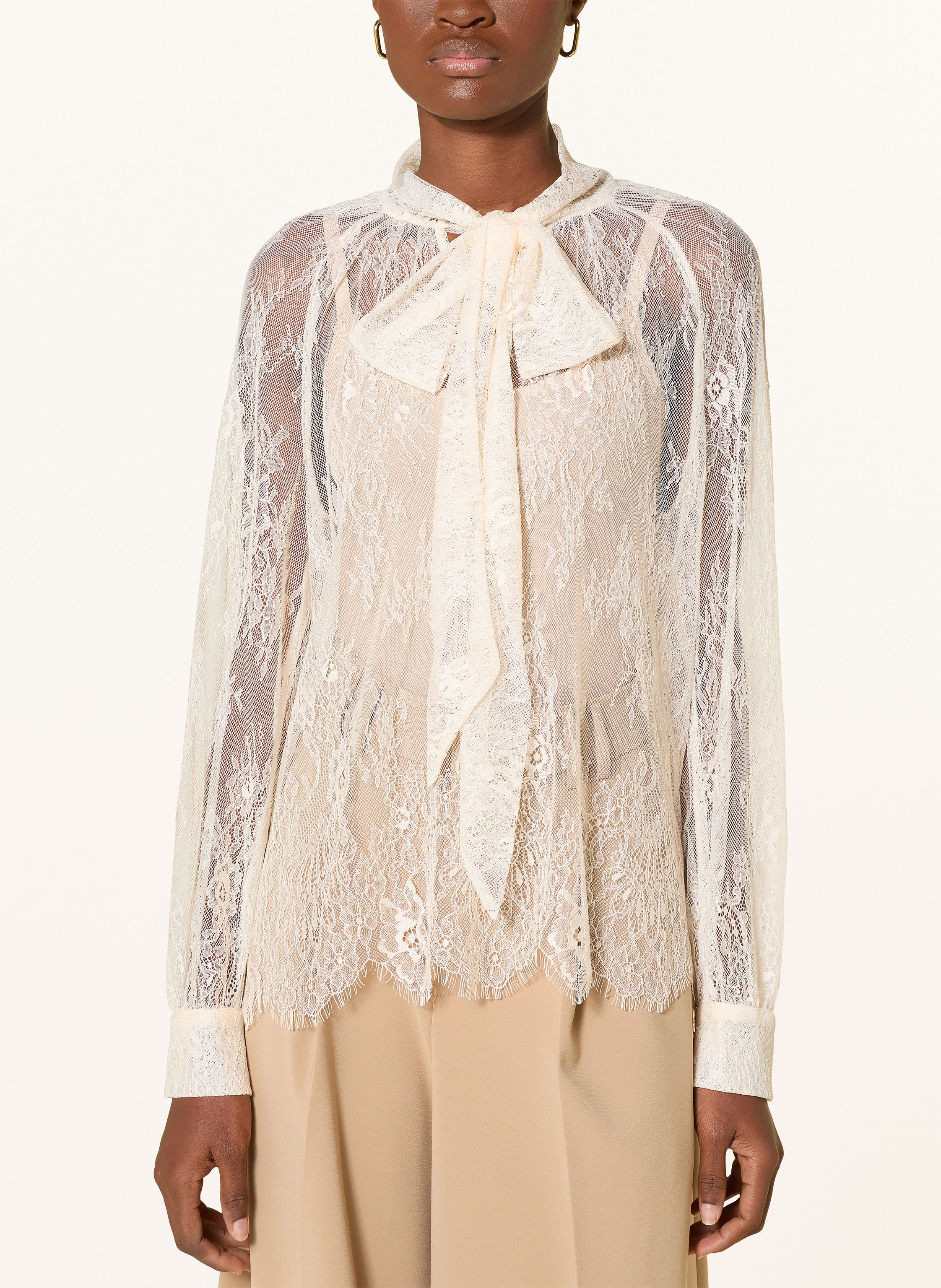 Thumbnail - Oui Schluppenbluse Aus Spitze weiss