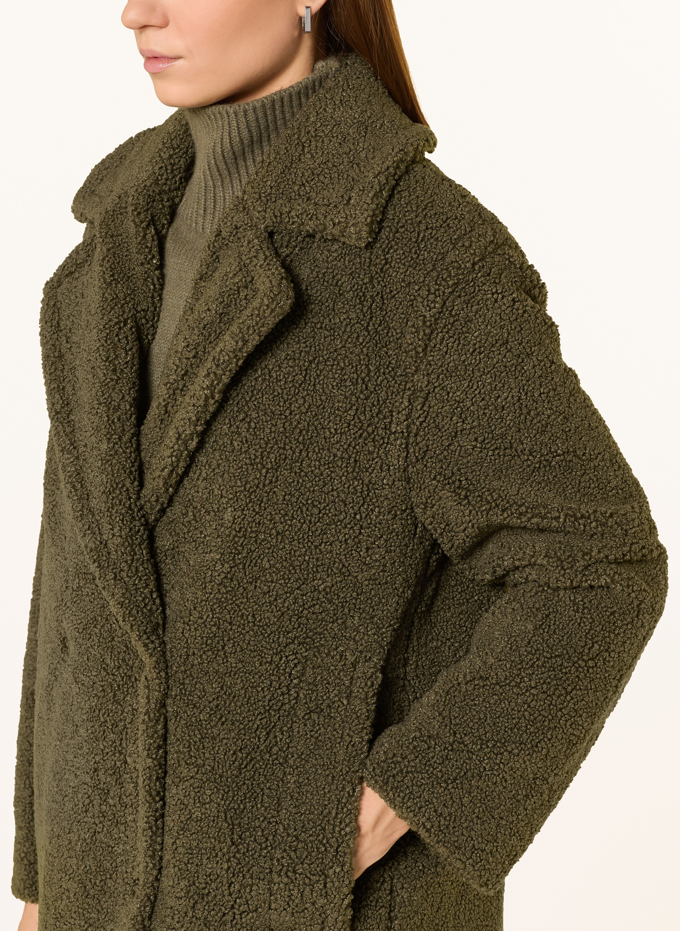 Thumbnail - Oui Teddyfell-Mantel gruen