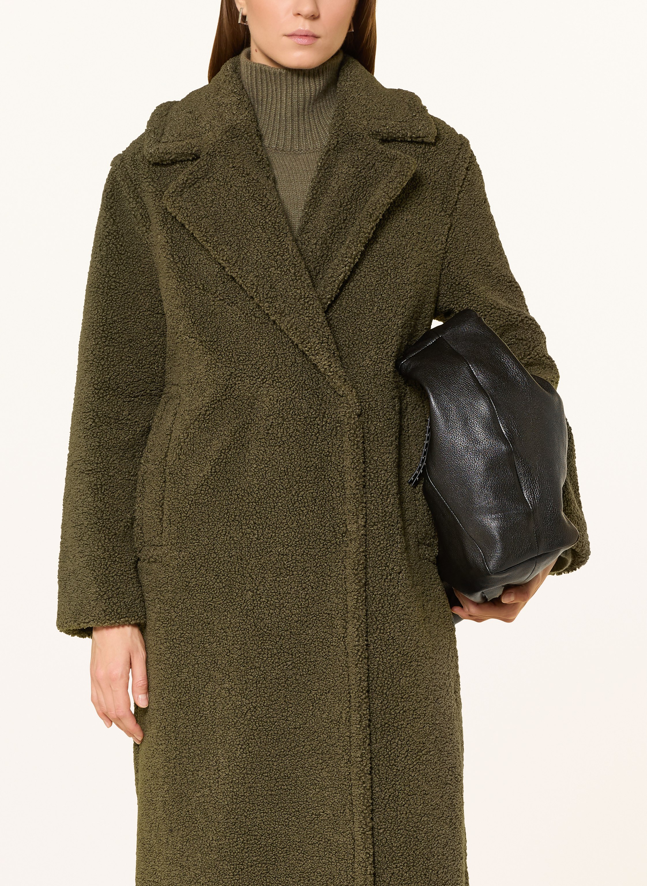 Thumbnail - Oui Teddyfell-Mantel gruen