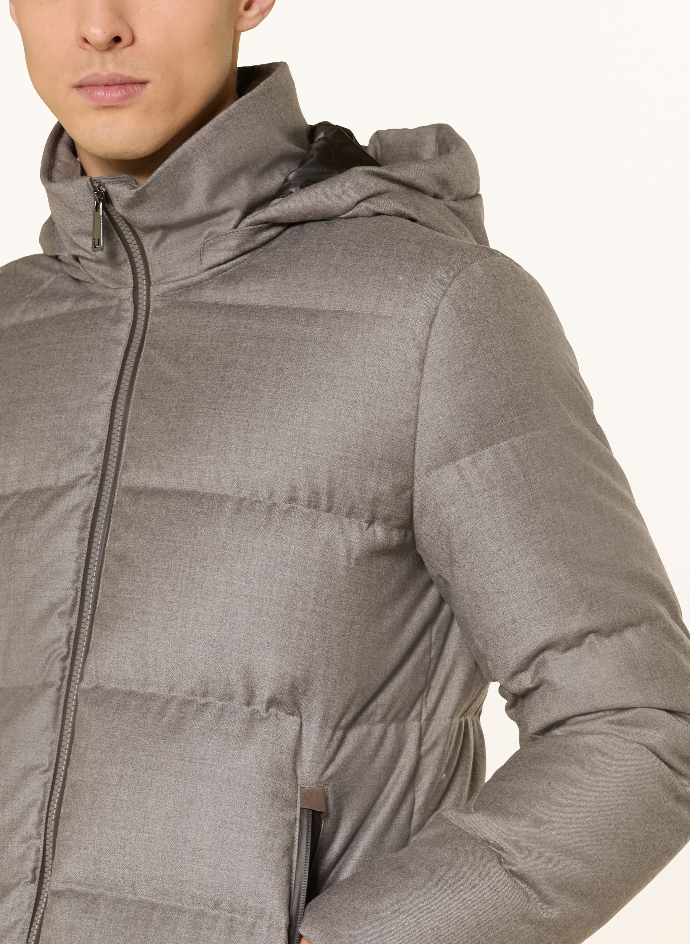 Thumbnail - Ubr Daunenmantel Concorde Mit Abnehmbarer Kapuze grau