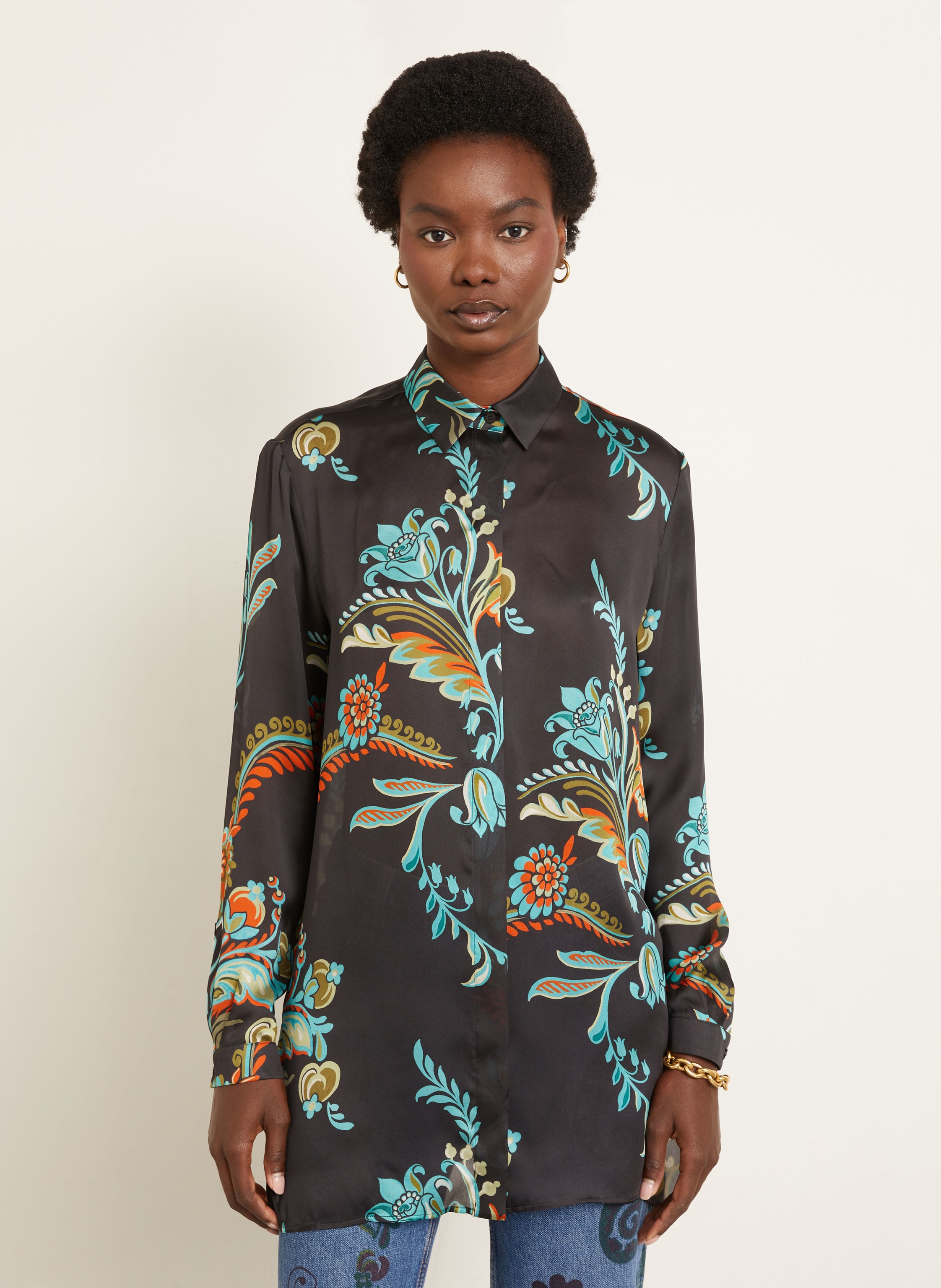 Thumbnail - Etro Hemdbluse Aus Seide schwarz