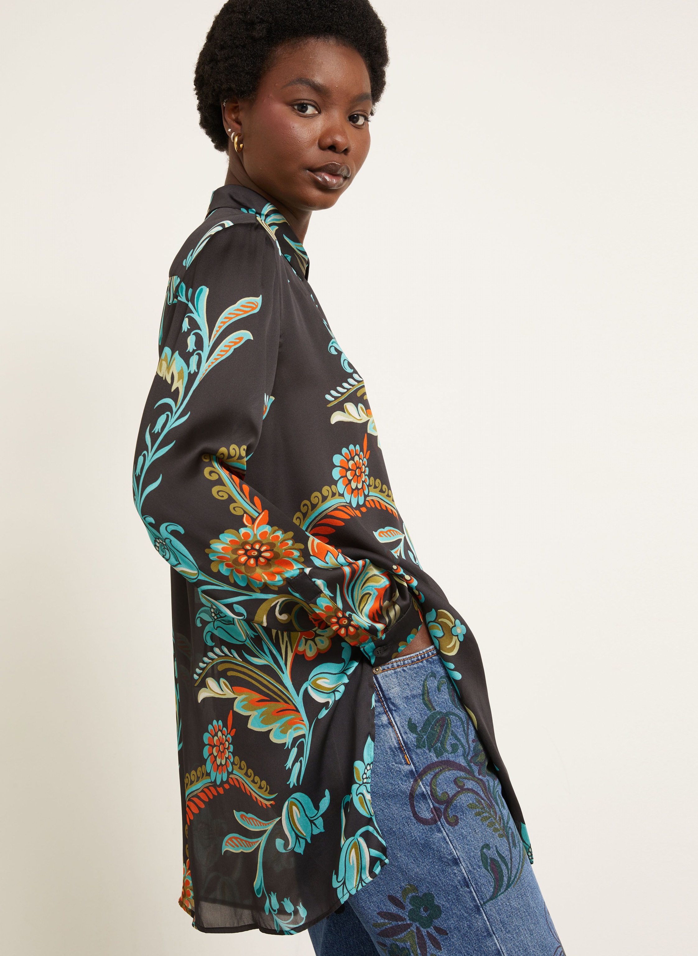 Thumbnail - Etro Hemdbluse Aus Seide schwarz