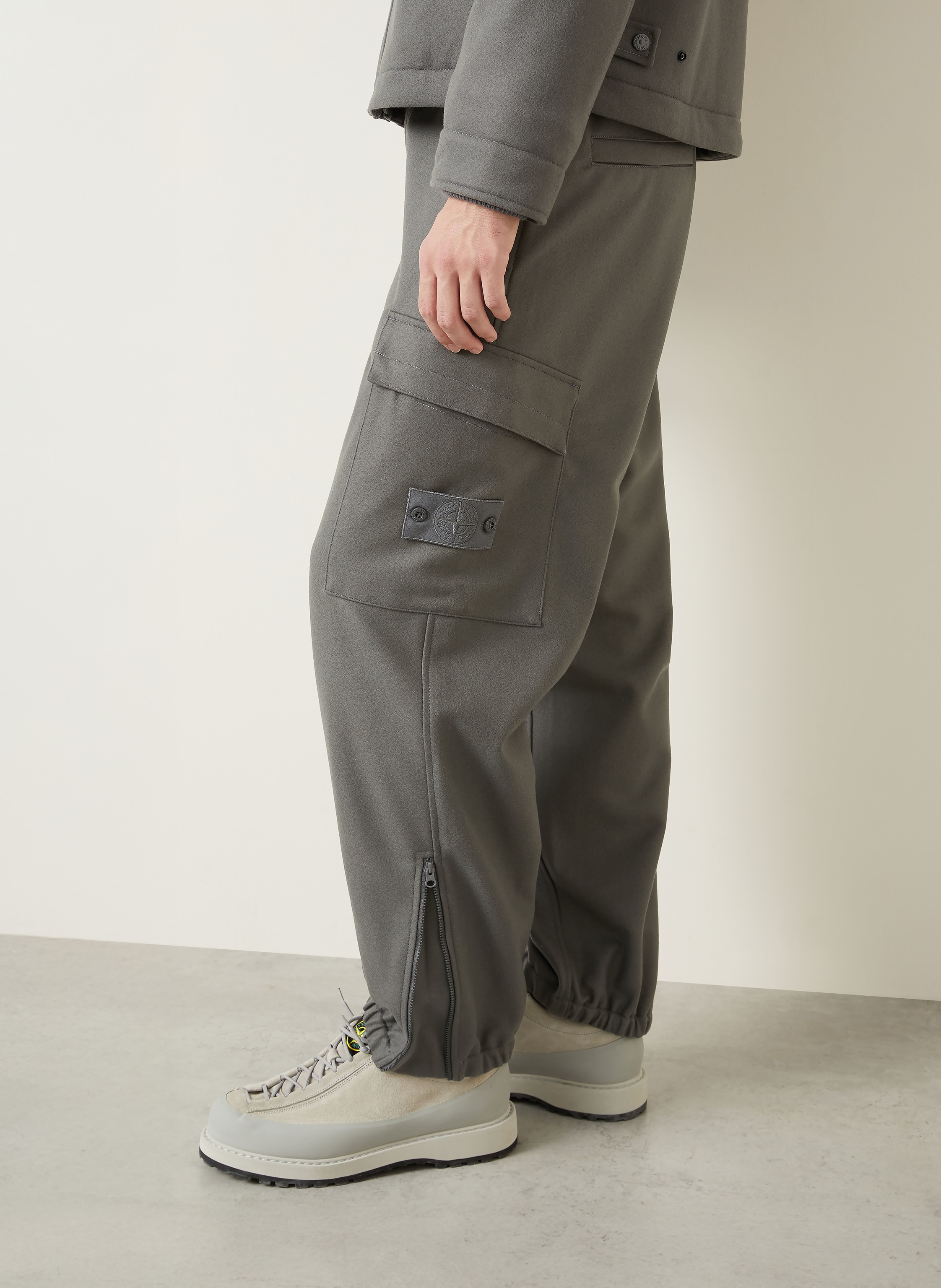 Thumbnail - Stone Island Cargohose Ghost Aus Flanell grau