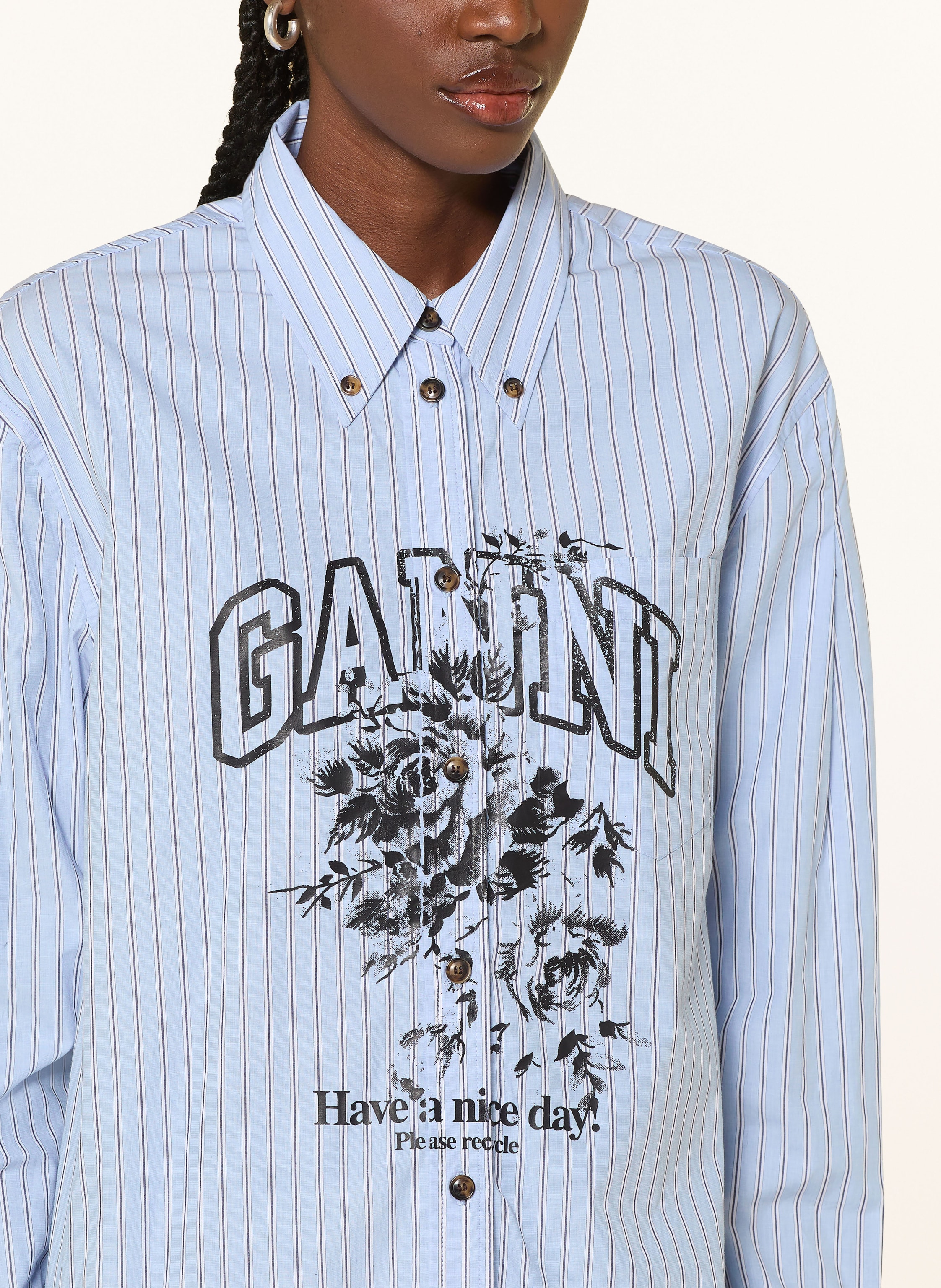 Thumbnail - Ganni Oversized-Hemdbluse blau