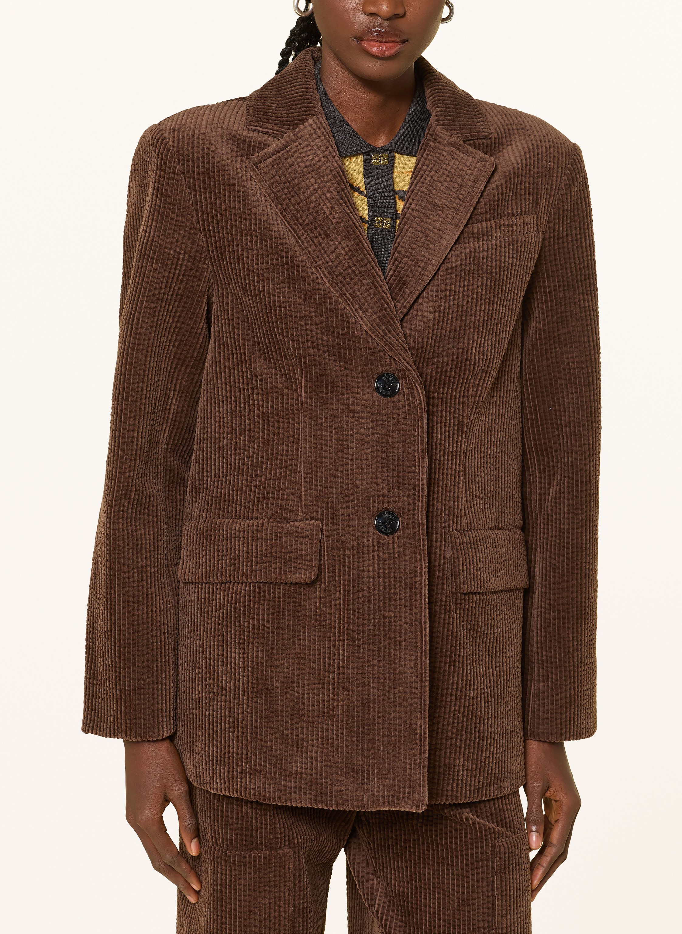 Thumbnail - Ganni Longblazer Aus Cord braun