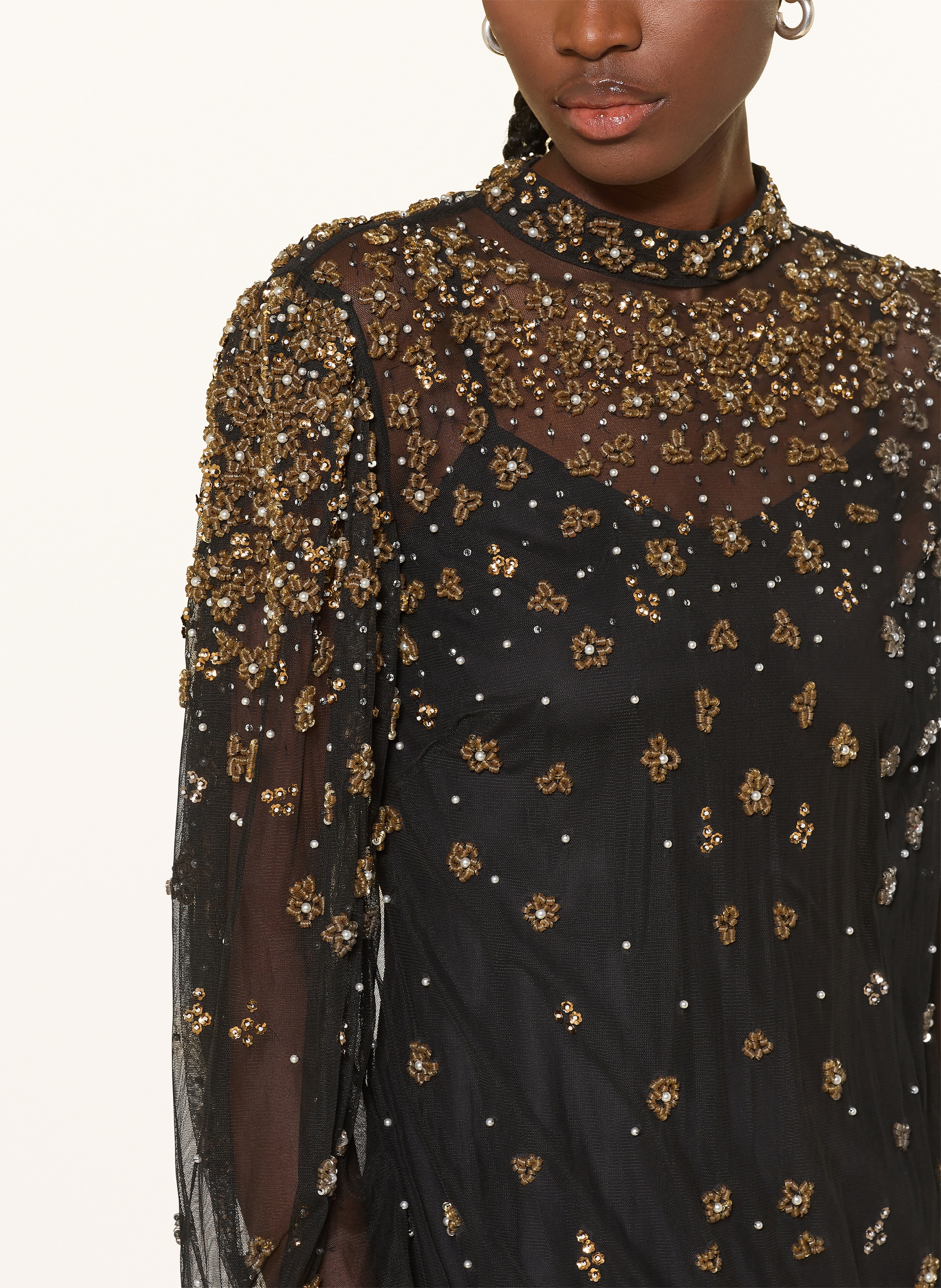 Thumbnail - Farm Rio Cocktailkleid Aus Mesh Mit Pailletten schwarz