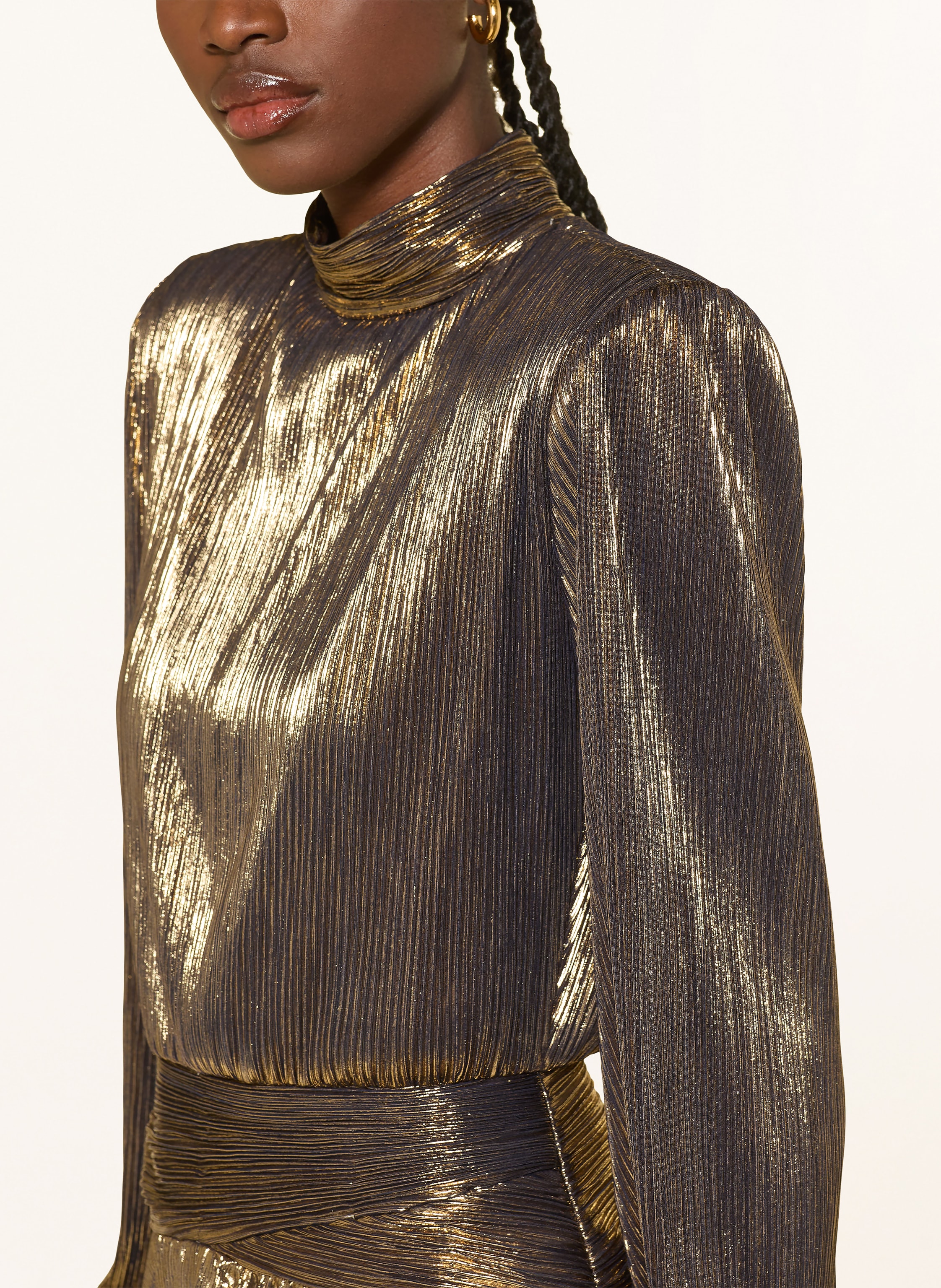 Thumbnail - Retrofête Kleid Freja Mit Plissees gold