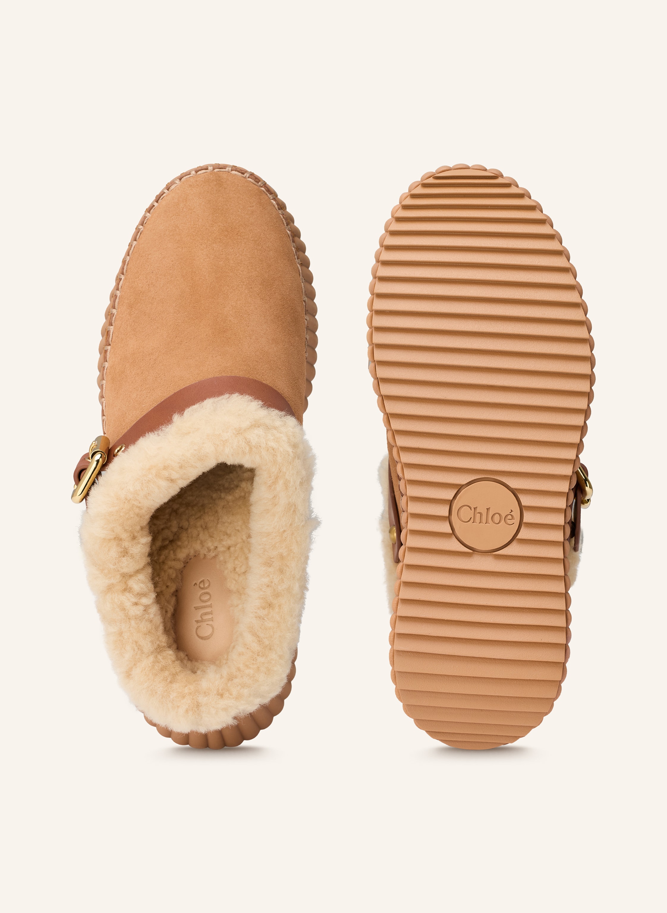 Thumbnail - Chloé Plateau-Slipper Nama braun