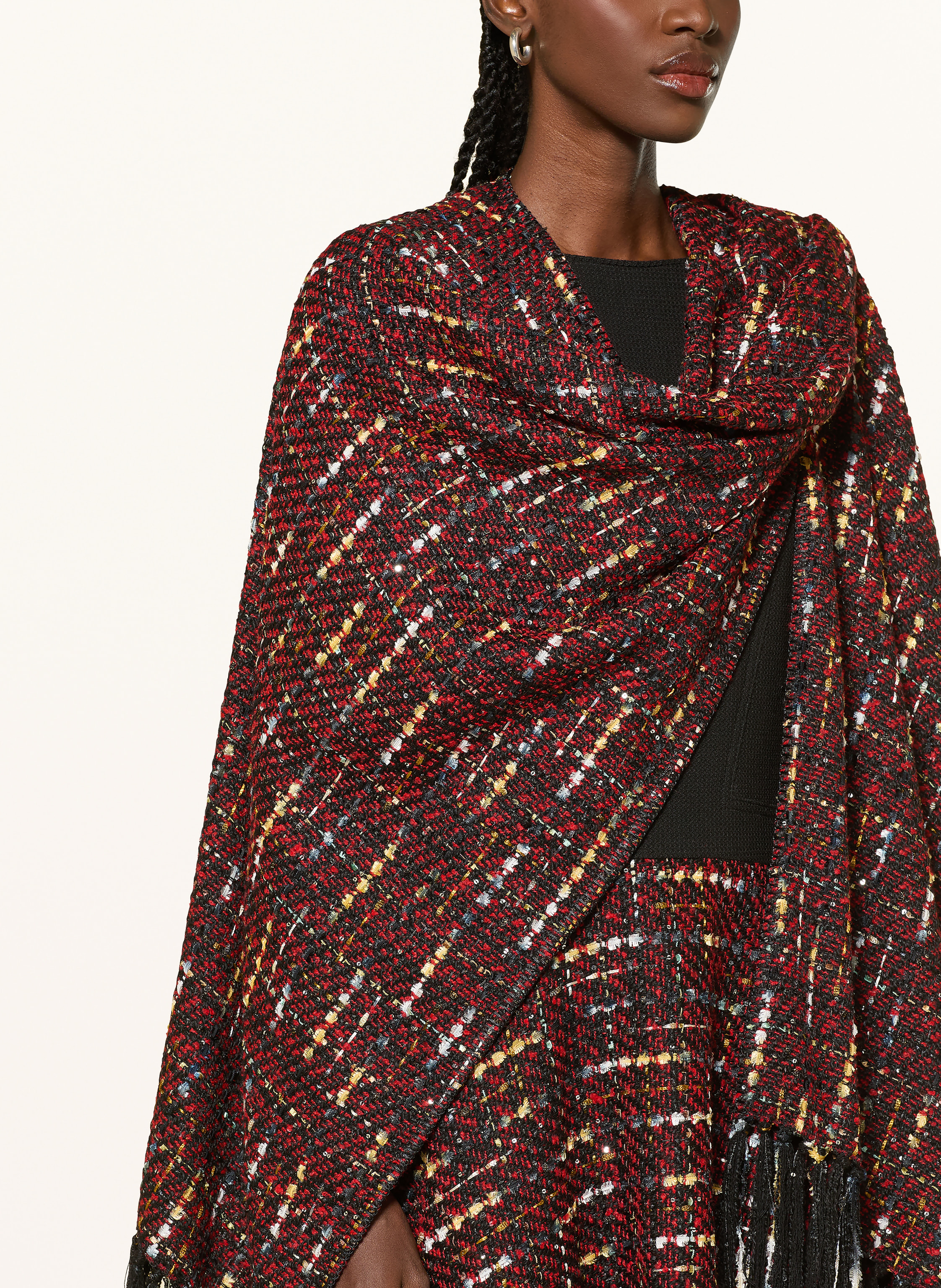 Thumbnail - Talbot Runhof Tweed-Cape Mit Glitzergarn Und Pailletten rot