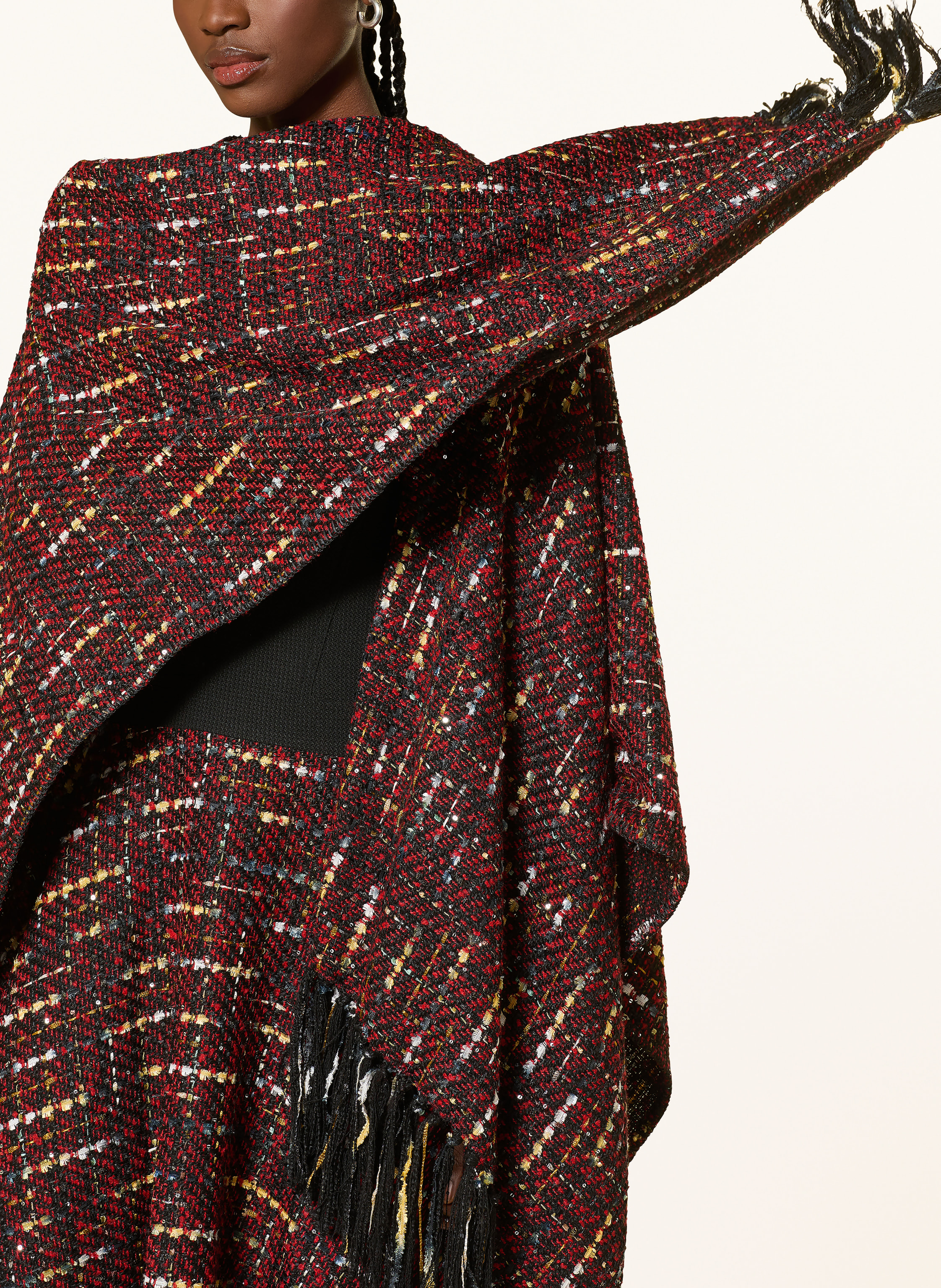 Thumbnail - Talbot Runhof Tweed-Cape Mit Glitzergarn Und Pailletten rot