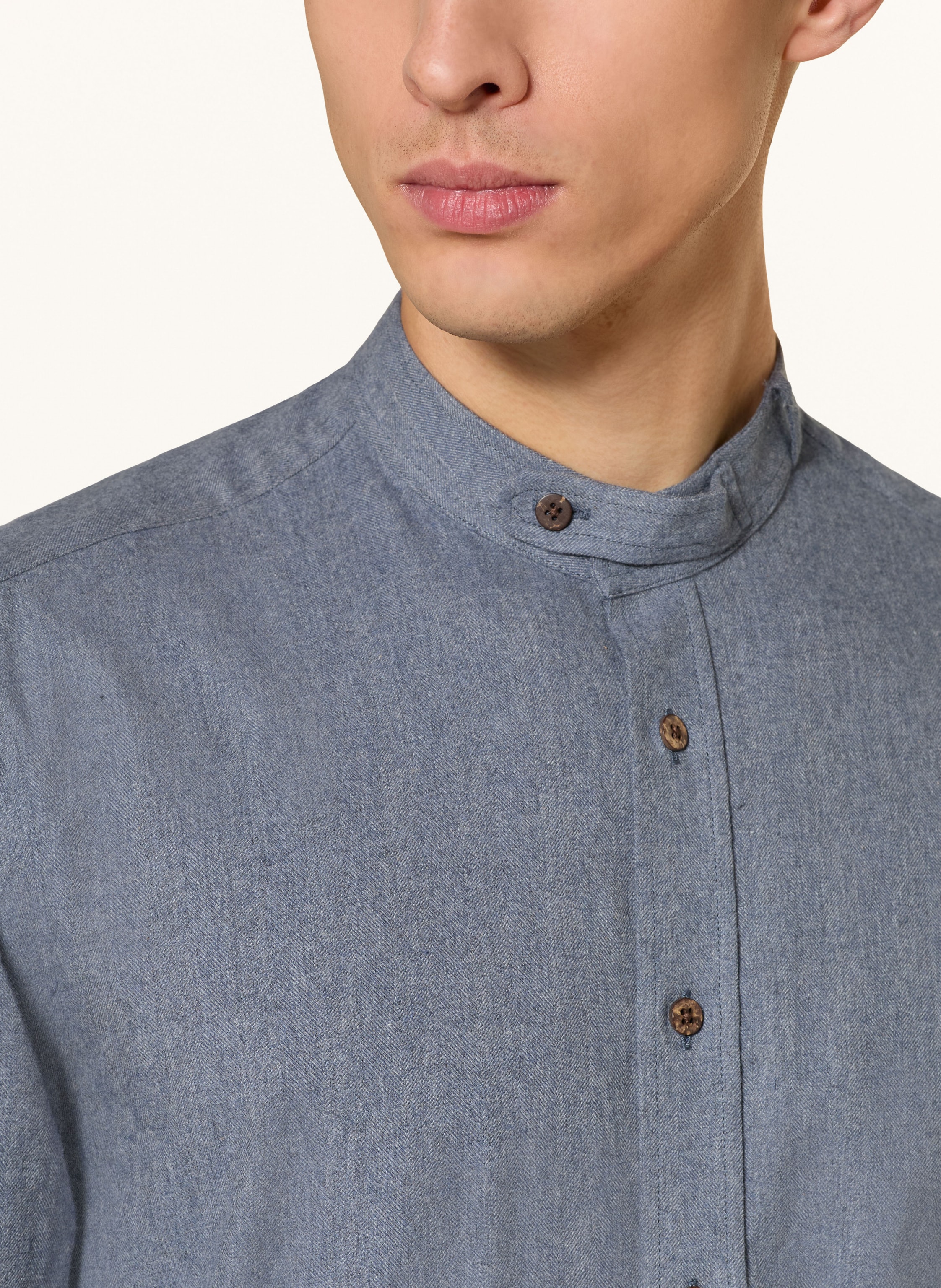 Thumbnail - Johann & Johanna Trachtenhemd Tailored Fit Mit Stehkragen blau