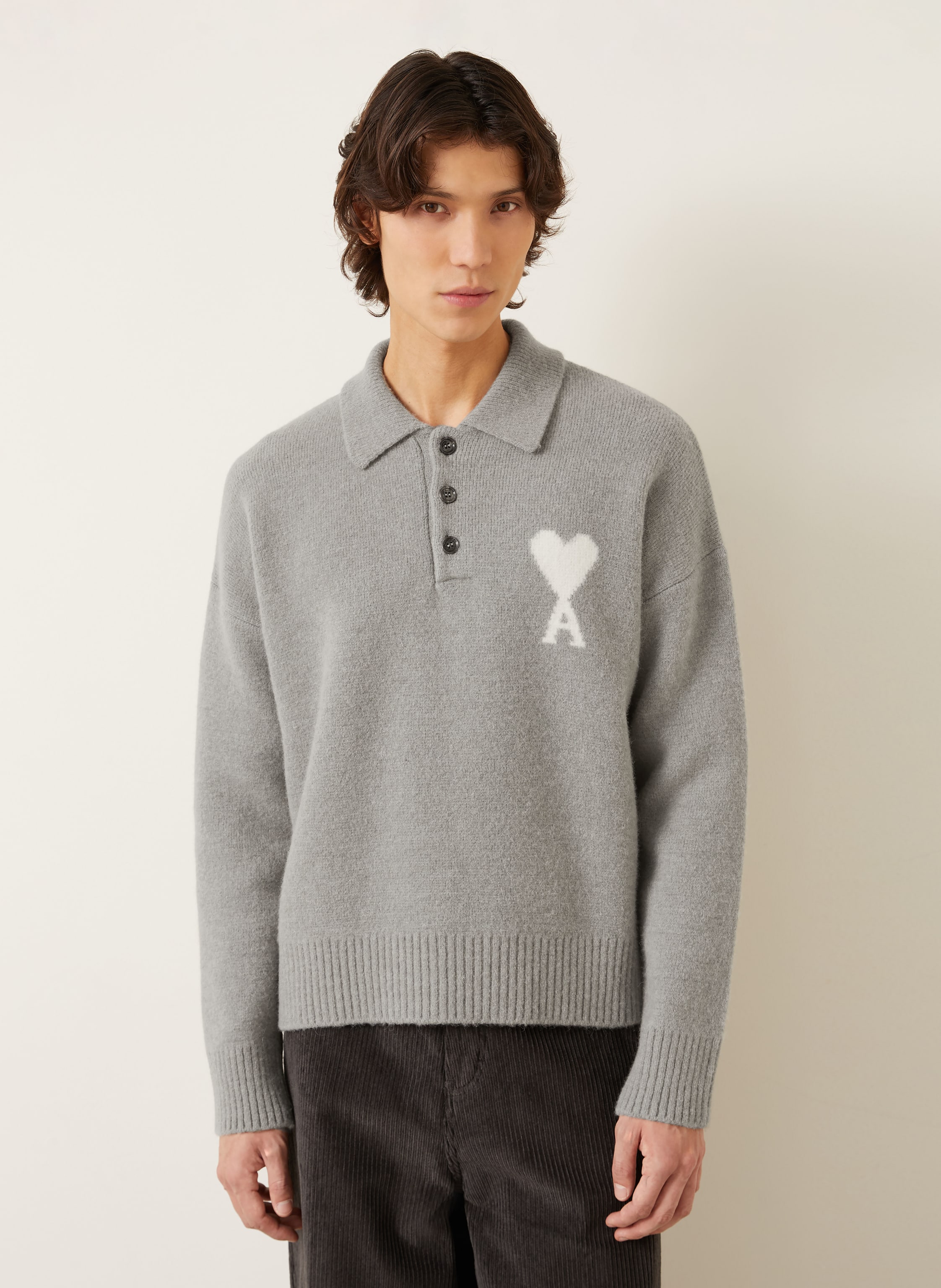 Thumbnail - Ami Paris Pullover Mit Alpaka grau