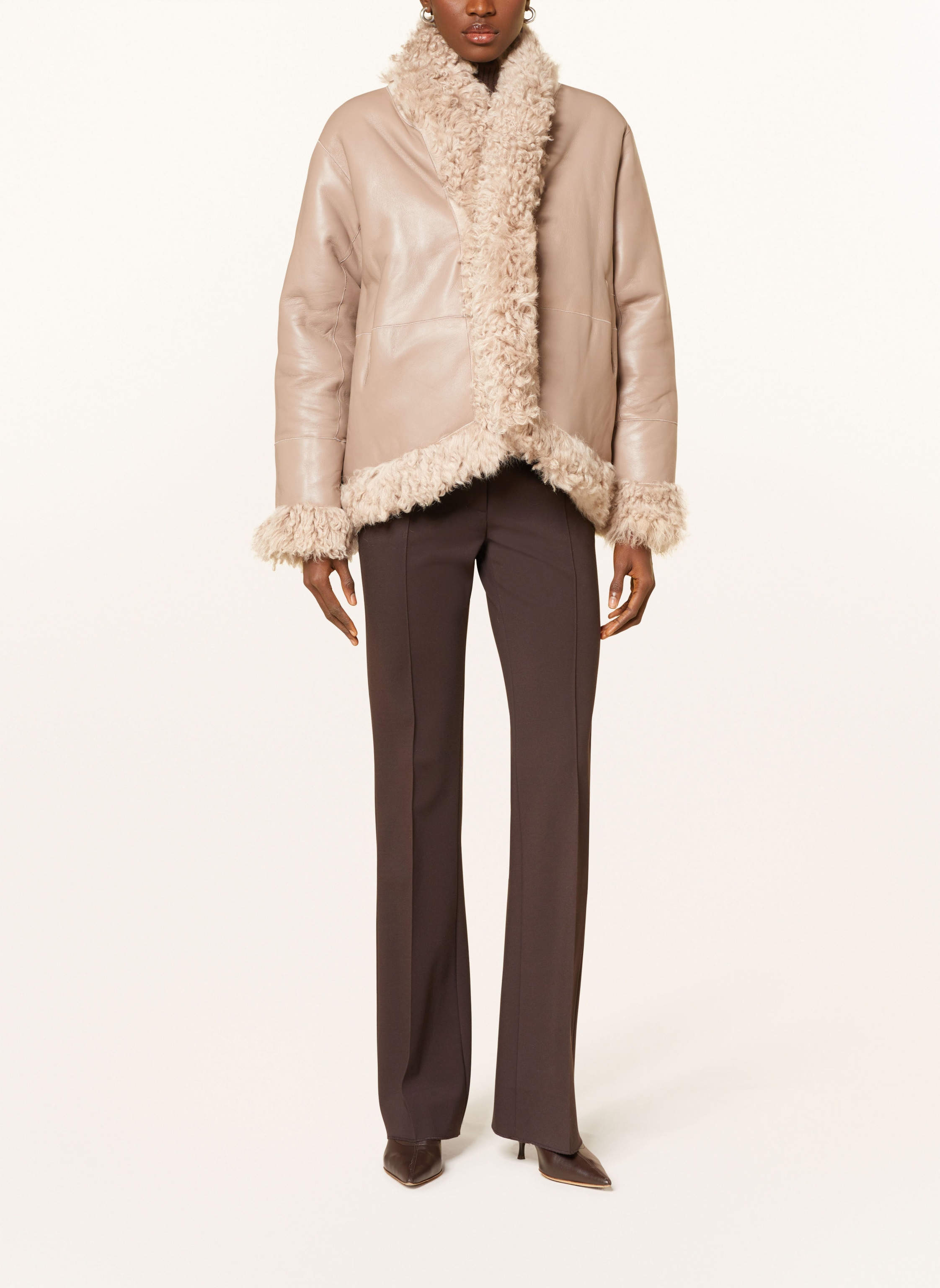 Thumbnail - Remain Lederjacke Zum Wenden beige