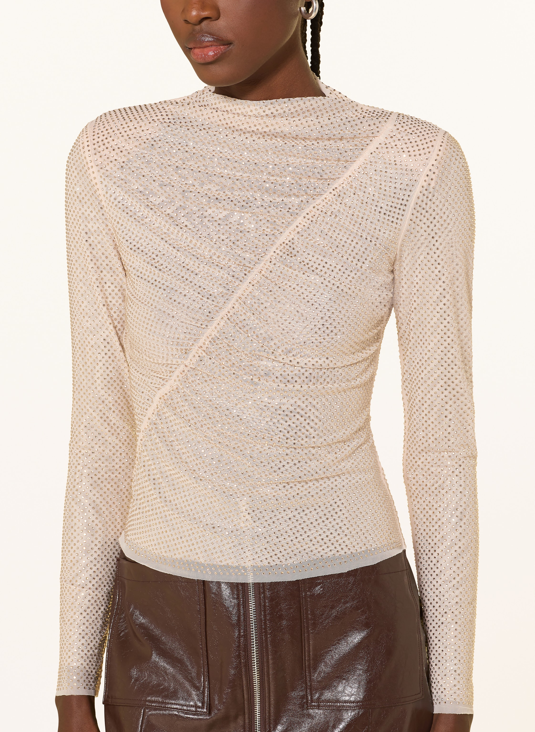 Thumbnail - Self-Portrait Longsleeve Mit Schmucksteinen beige