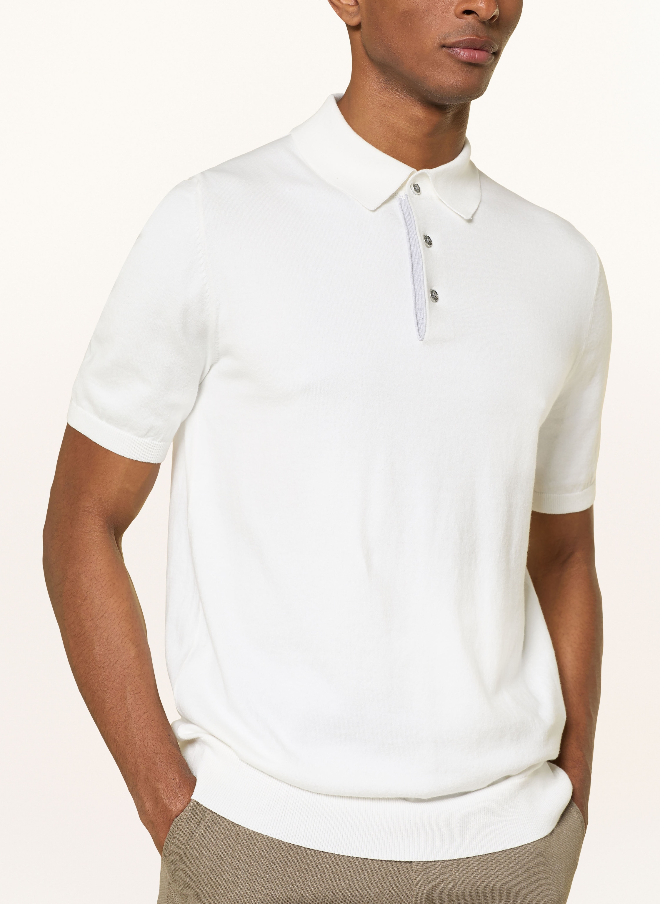 Thumbnail - Reiss Strick-Poloshirt Finch Regular Fit weiss