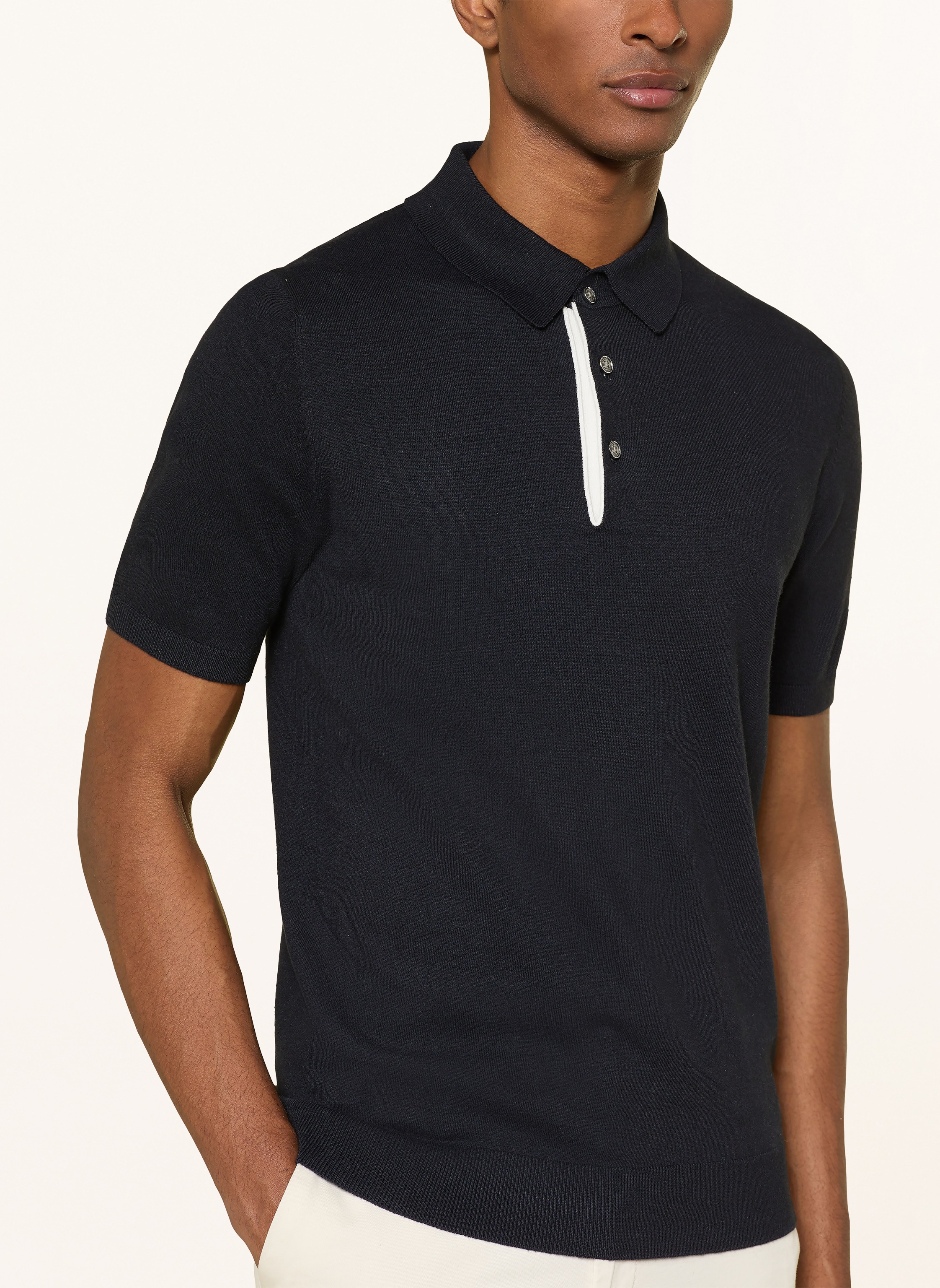 Thumbnail - Reiss Strick-Poloshirt Finch Regular Fit blau