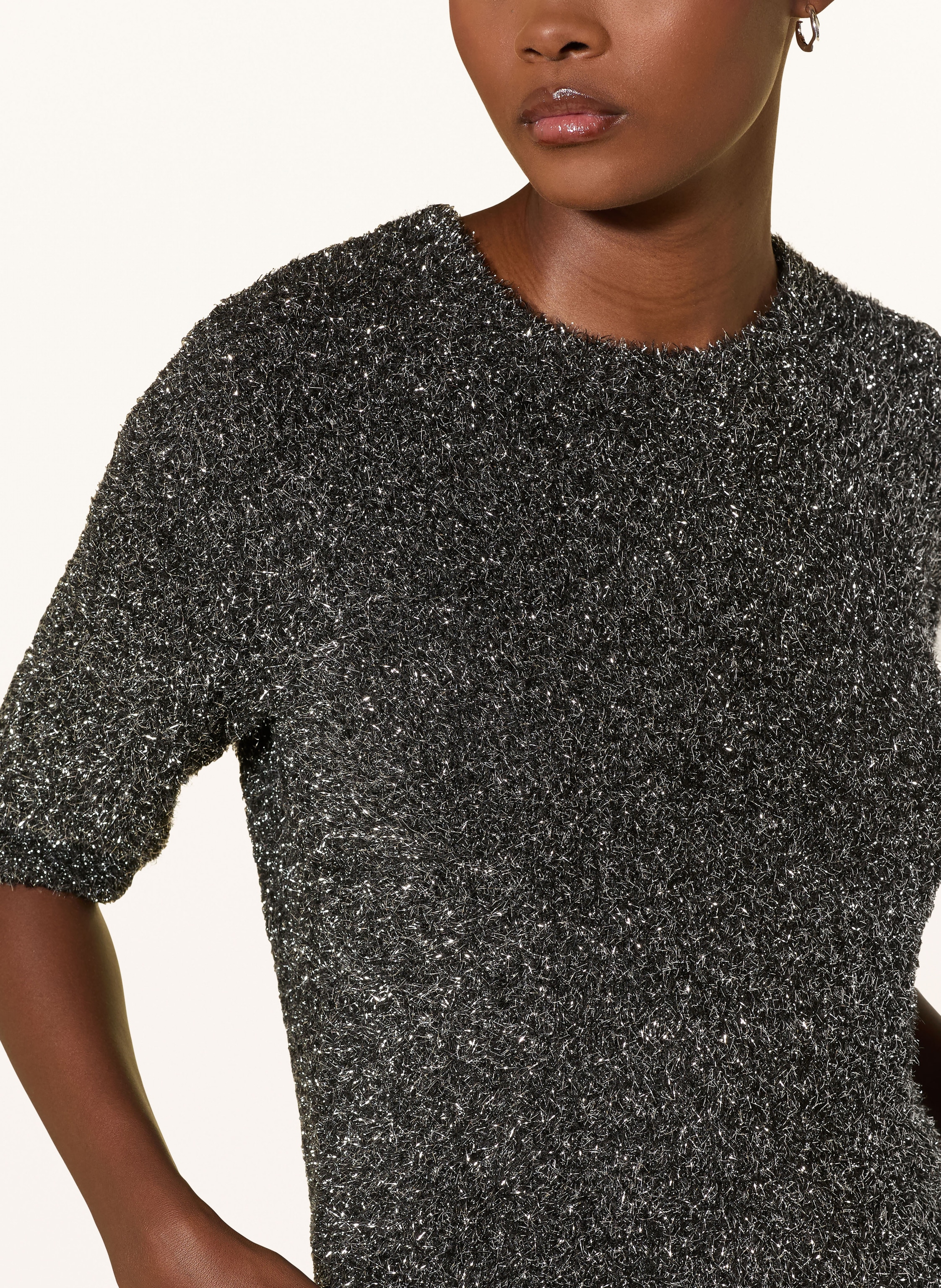 Thumbnail - Mrs & Hugs Strickshirt Mit Glitzergarn schwarz