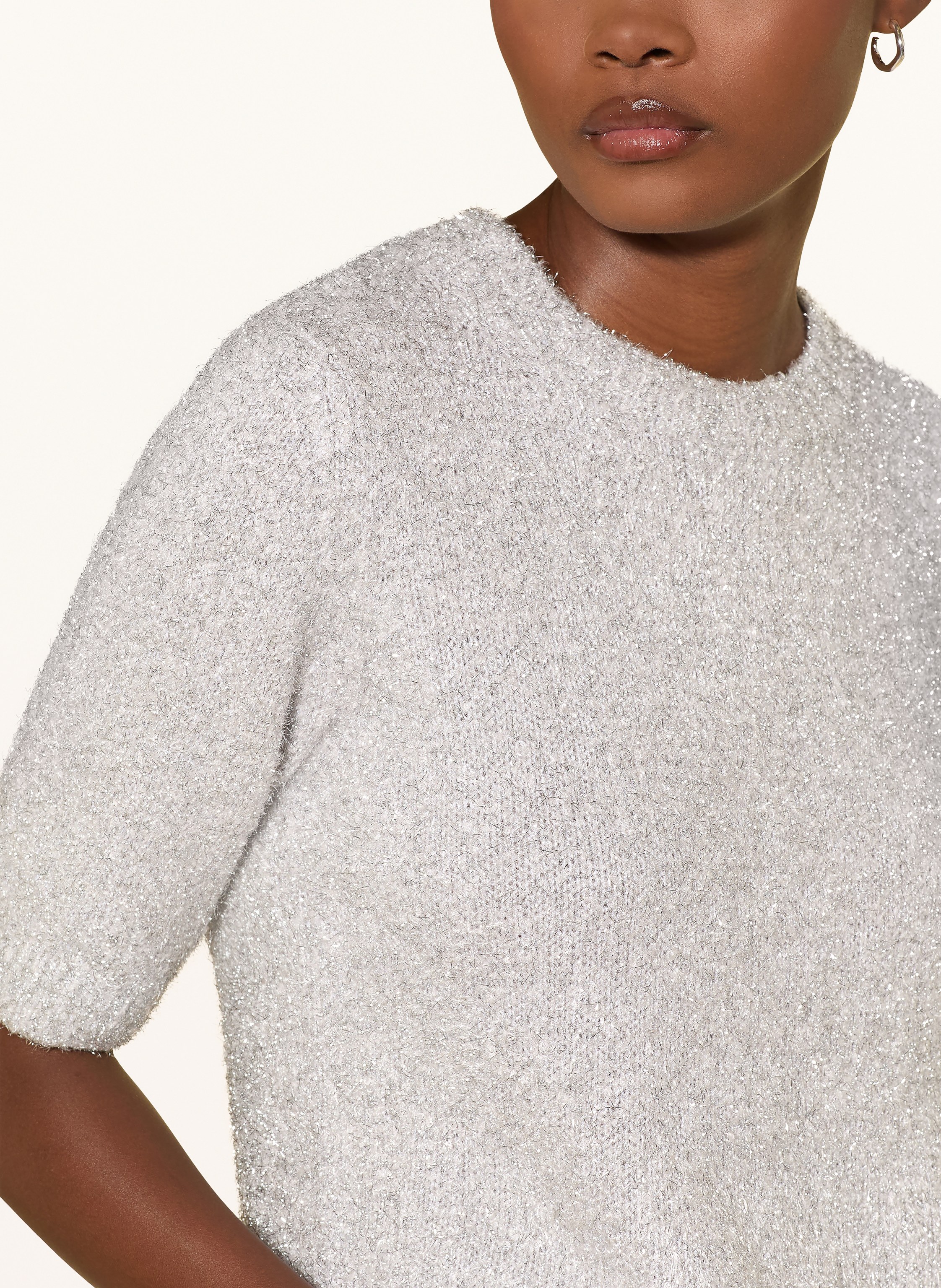 Thumbnail - Mrs & Hugs Strickshirt Mit Glitzergarn silber