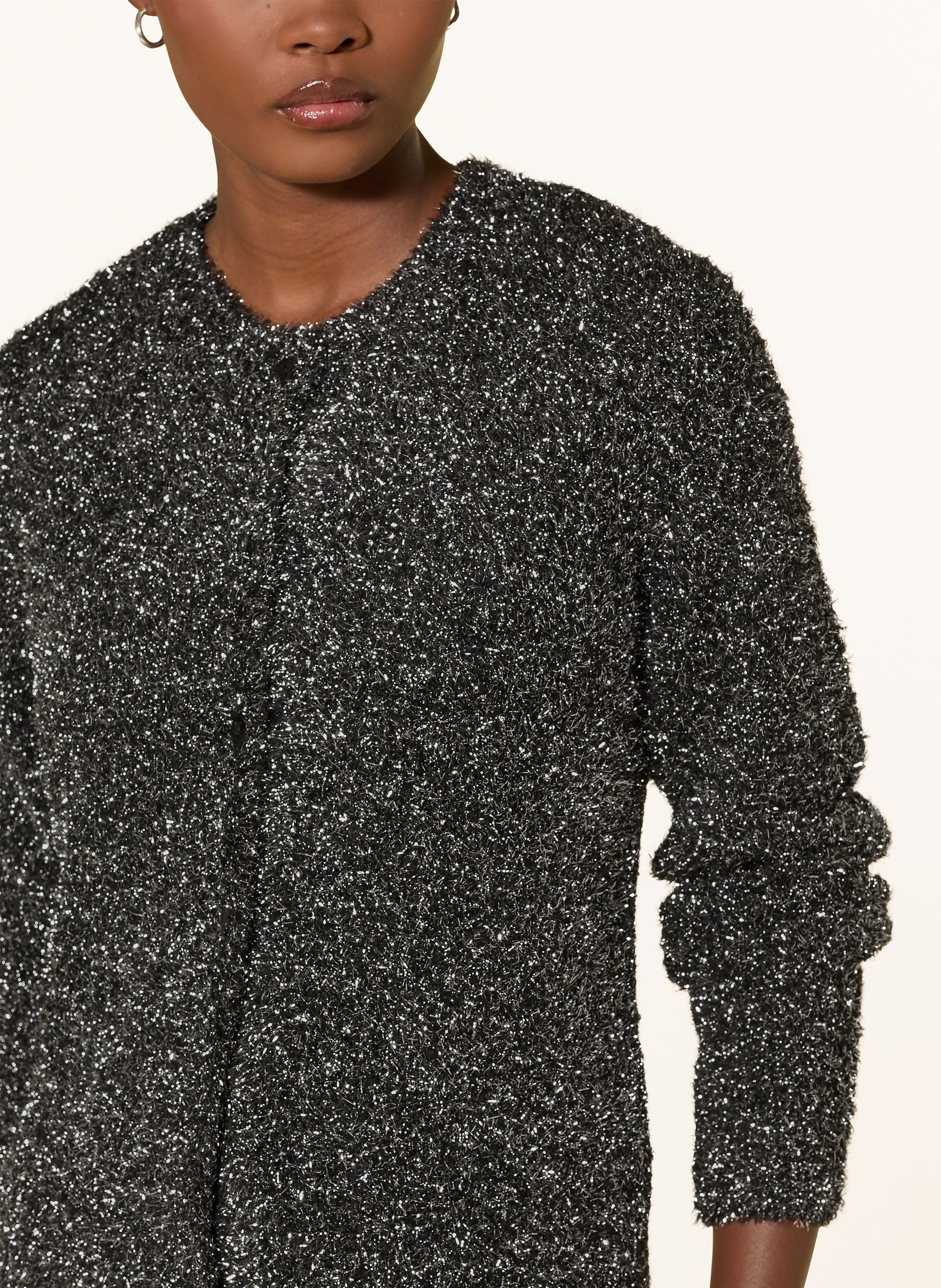 Thumbnail - Mrs & Hugs Strickjacke Mit Glitzergarn schwarz