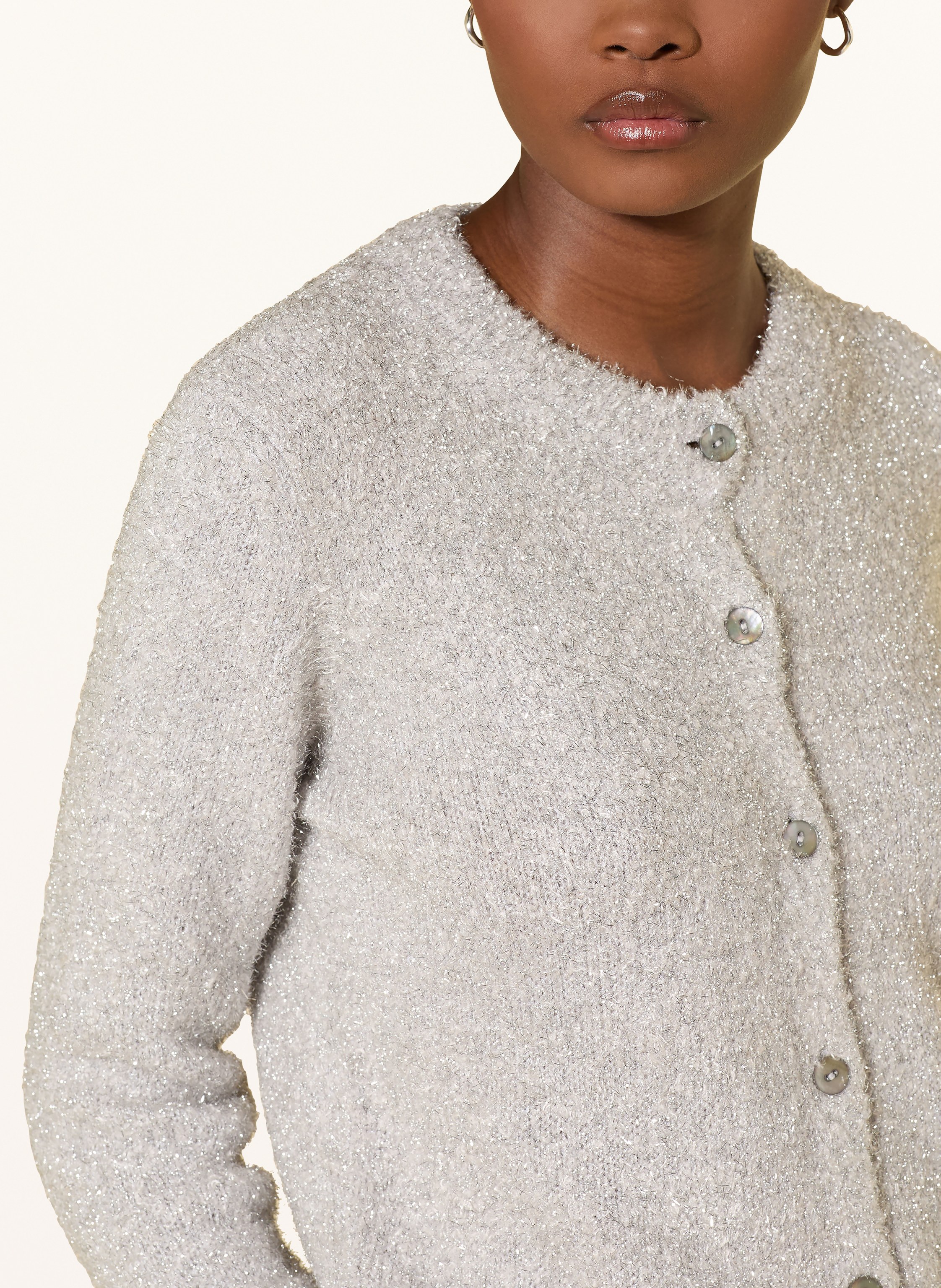 Thumbnail - Mrs & Hugs Strickjacke Mit Glitzergarn silber
