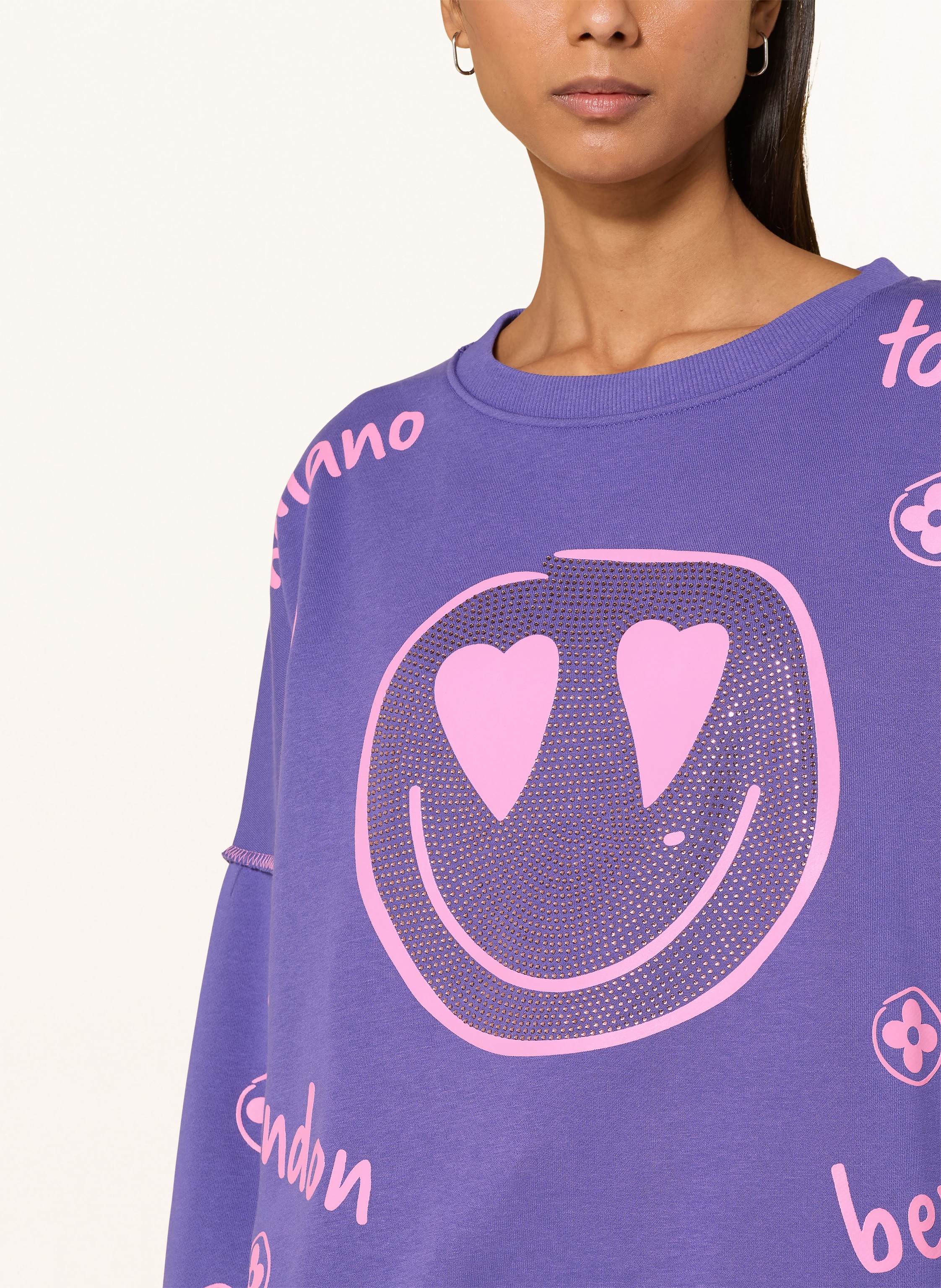Thumbnail - Miss Goodlife Sweatshirt Mit Schmucksteinen lila
