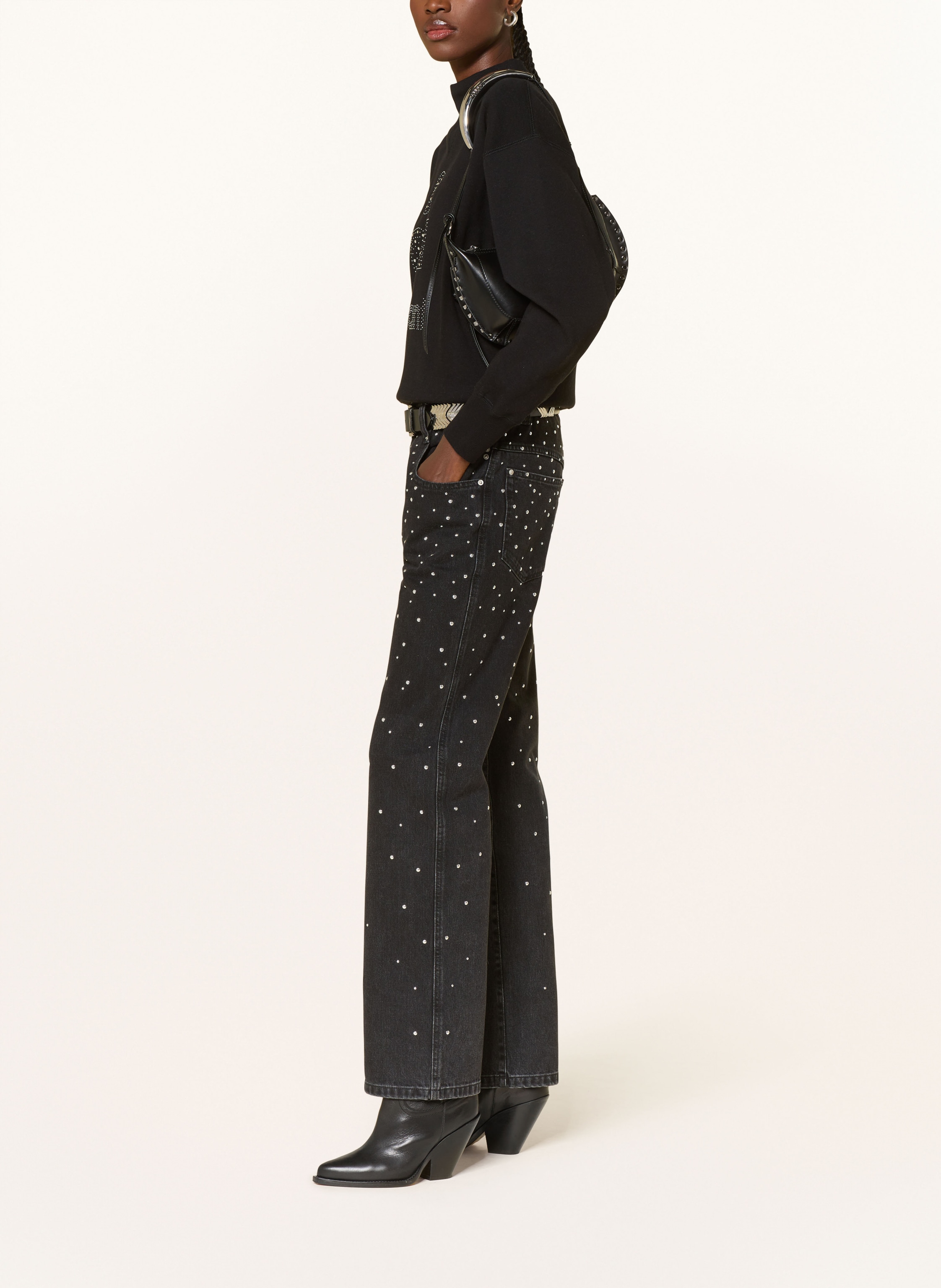 Thumbnail - Marant Étoile Straight Jeans Brinsa Mit Nieten schwarz