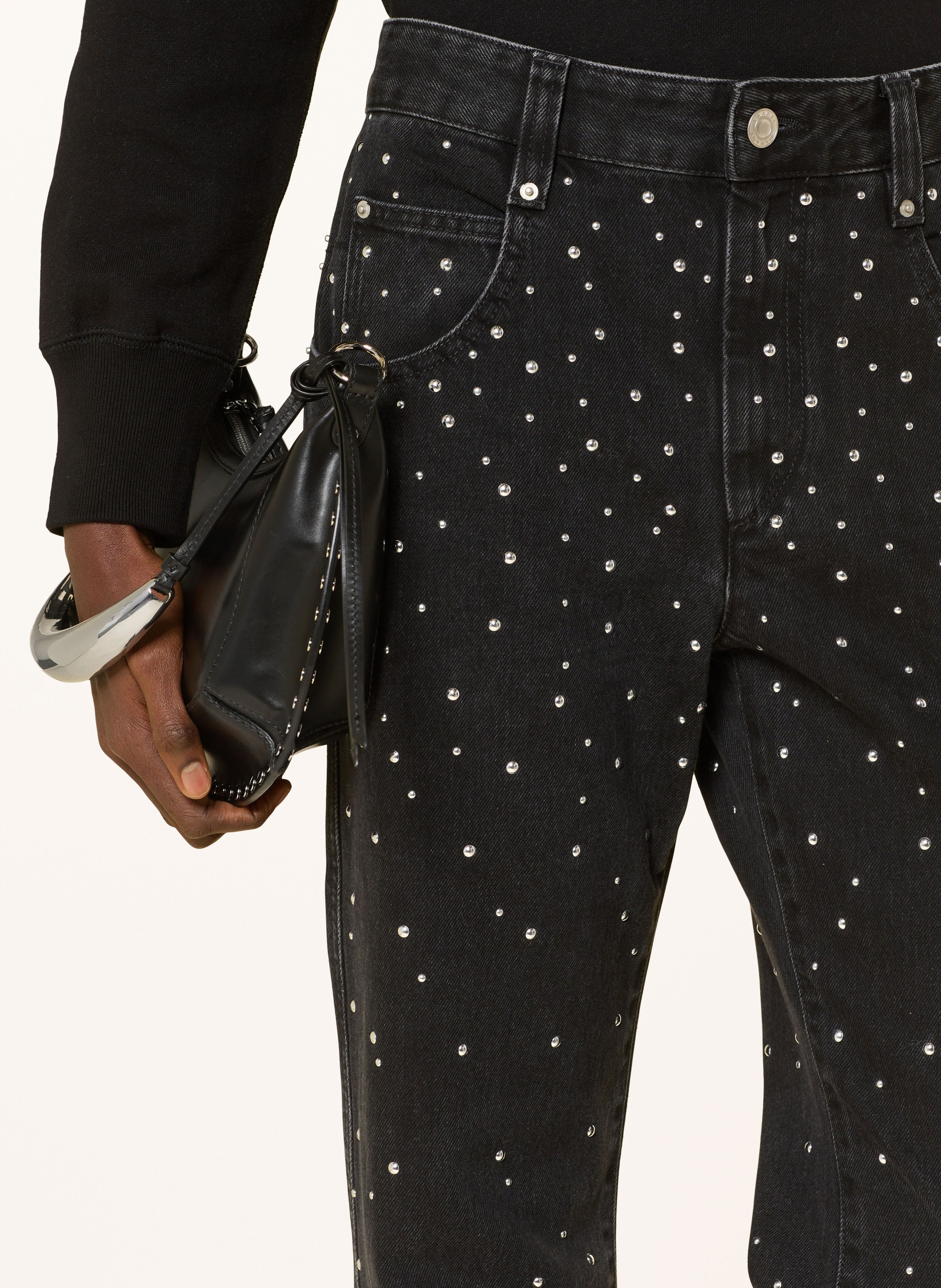 Thumbnail - Marant Étoile Straight Jeans Brinsa Mit Nieten schwarz