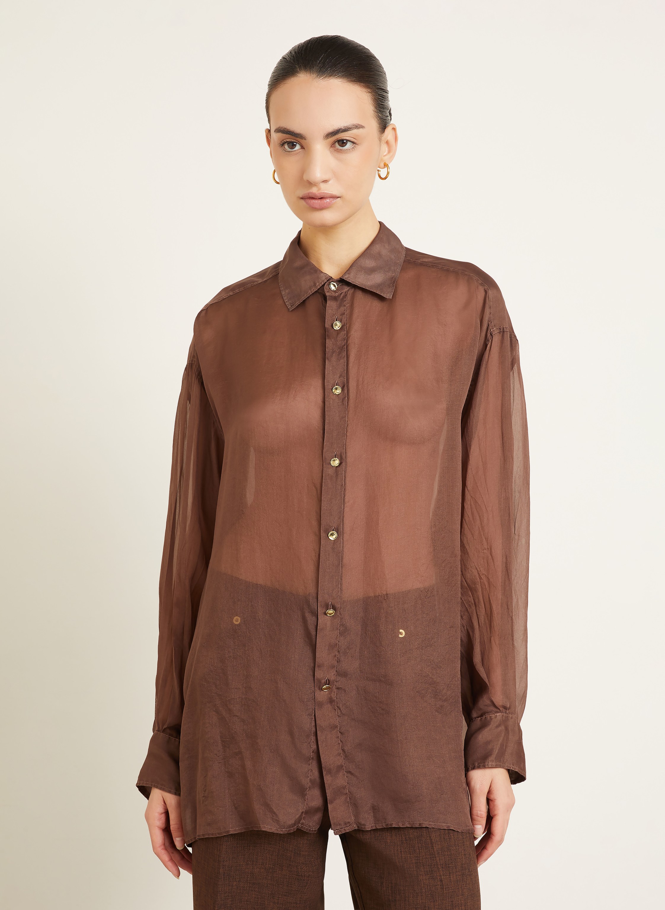 Thumbnail - Darkpark Hemdbluse Keanu Aus Seide braun