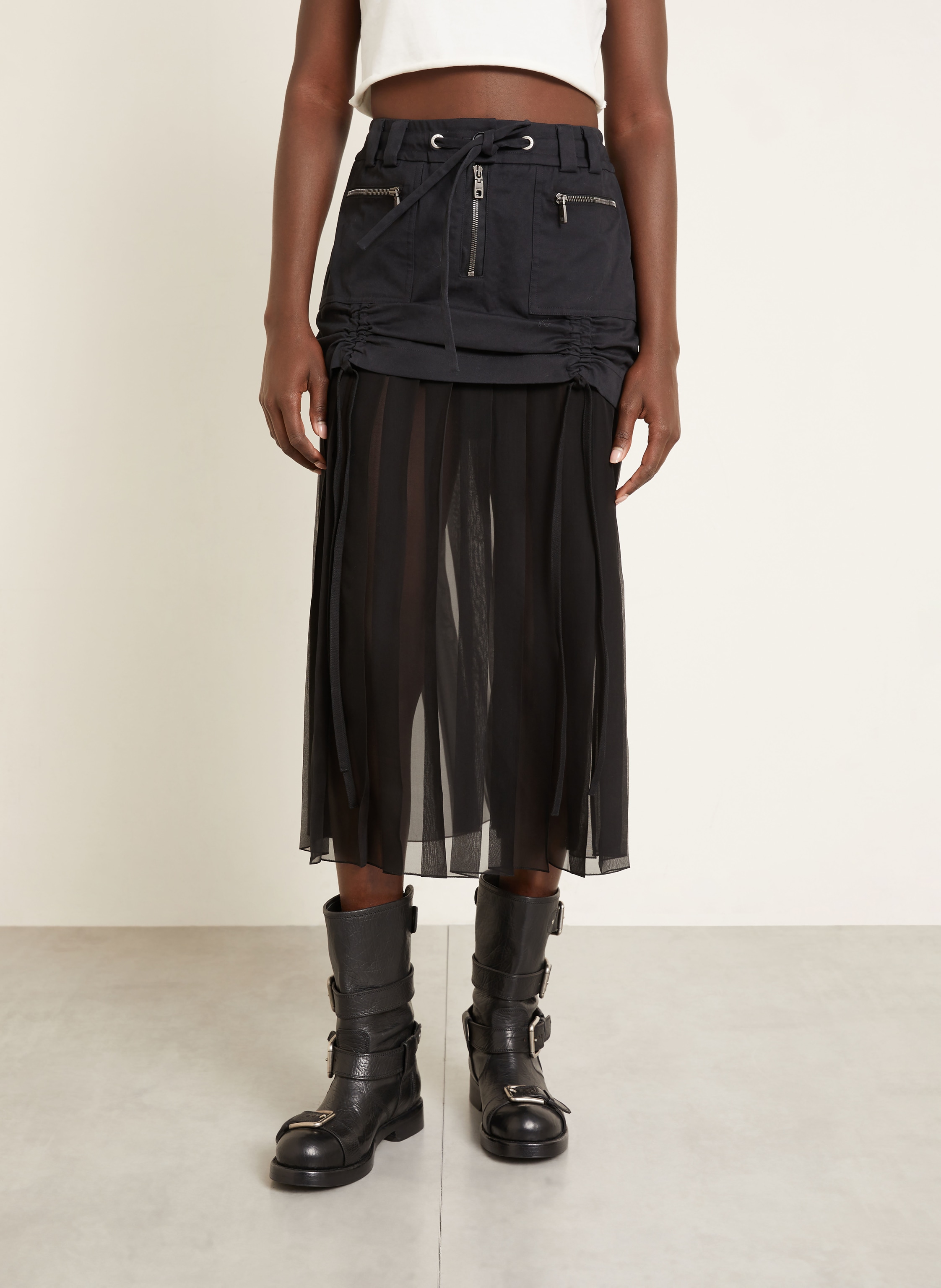 Thumbnail - Dolce & Gabbana Rock Mit Seide Im Materialmix schwarz