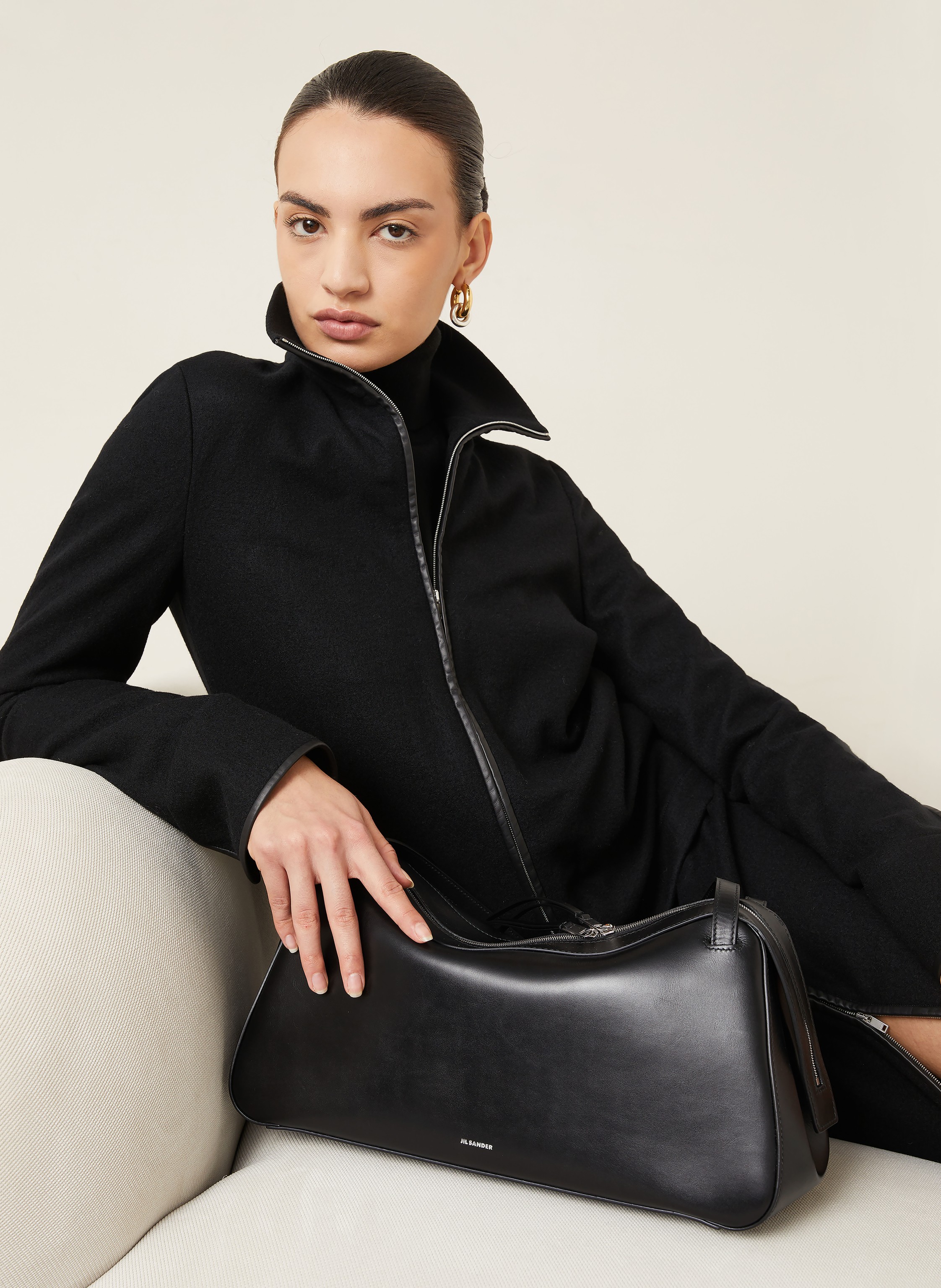 Thumbnail - Jil Sander Schultertasche Dune schwarz