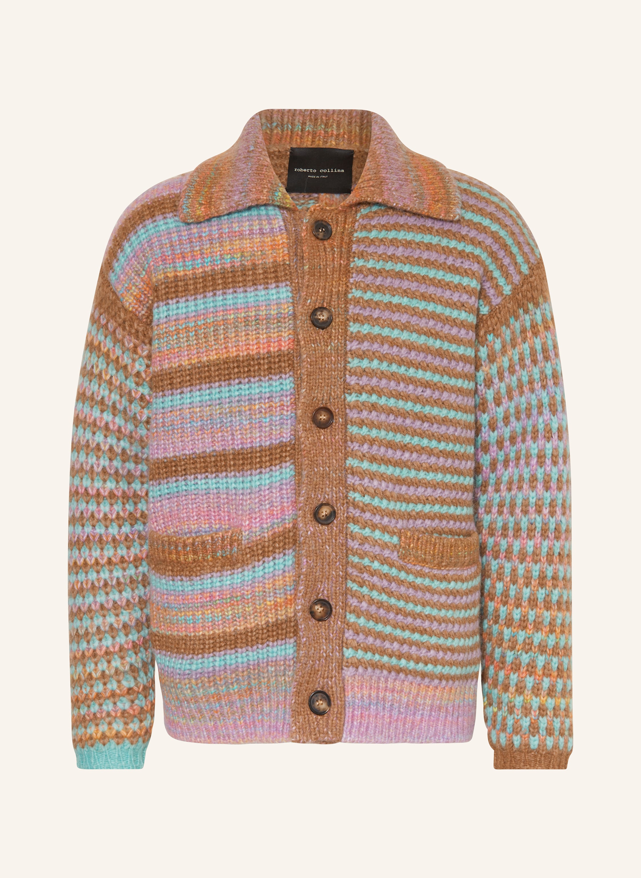 roberto collina Cardigan with alpaca in camel / pink / purple