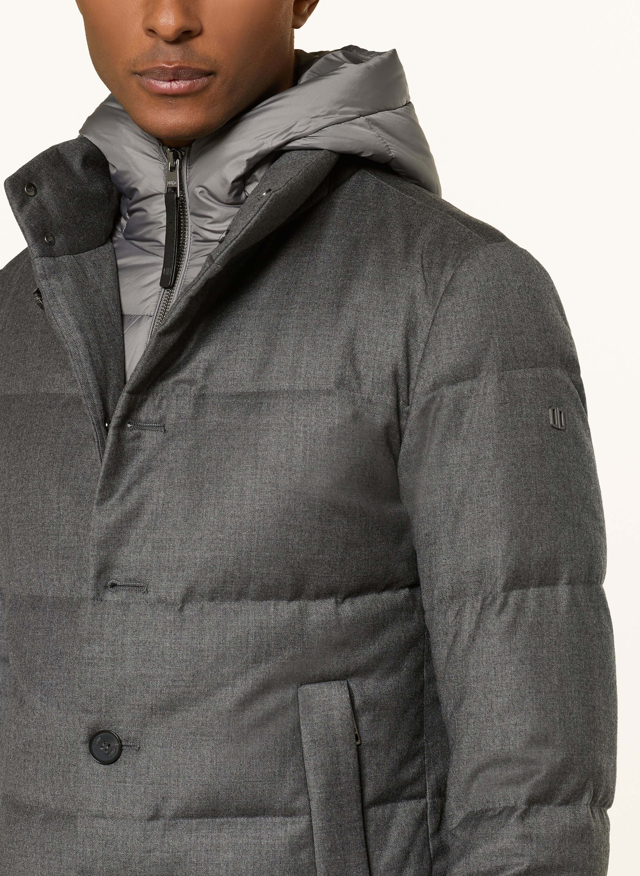 Thumbnail - Duno Daunenjacke Bjorn Mit Herausnehmbarer Blende grau