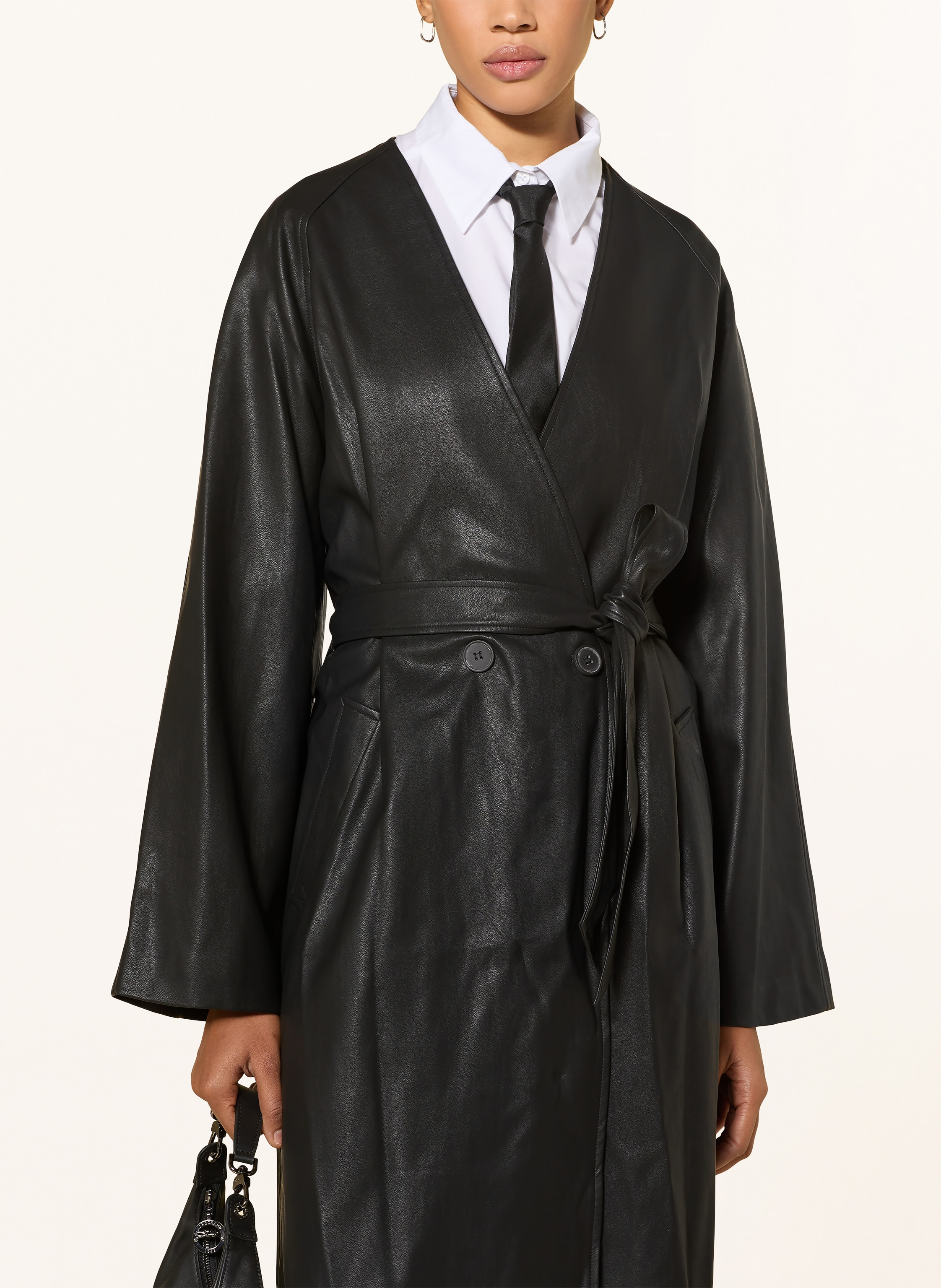 Thumbnail - Eleh Mantel In Lederoptik schwarz