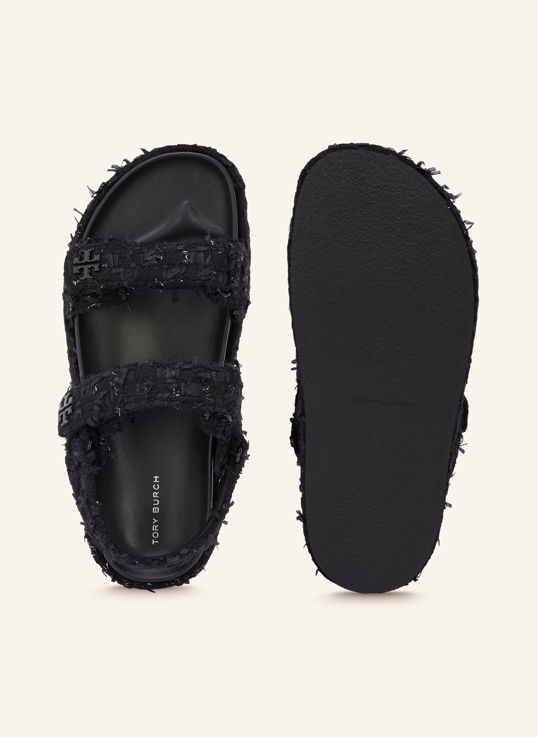 Thumbnail - Tory Burch Plateau-Sandalen Kira Mit Glitzergarn blau