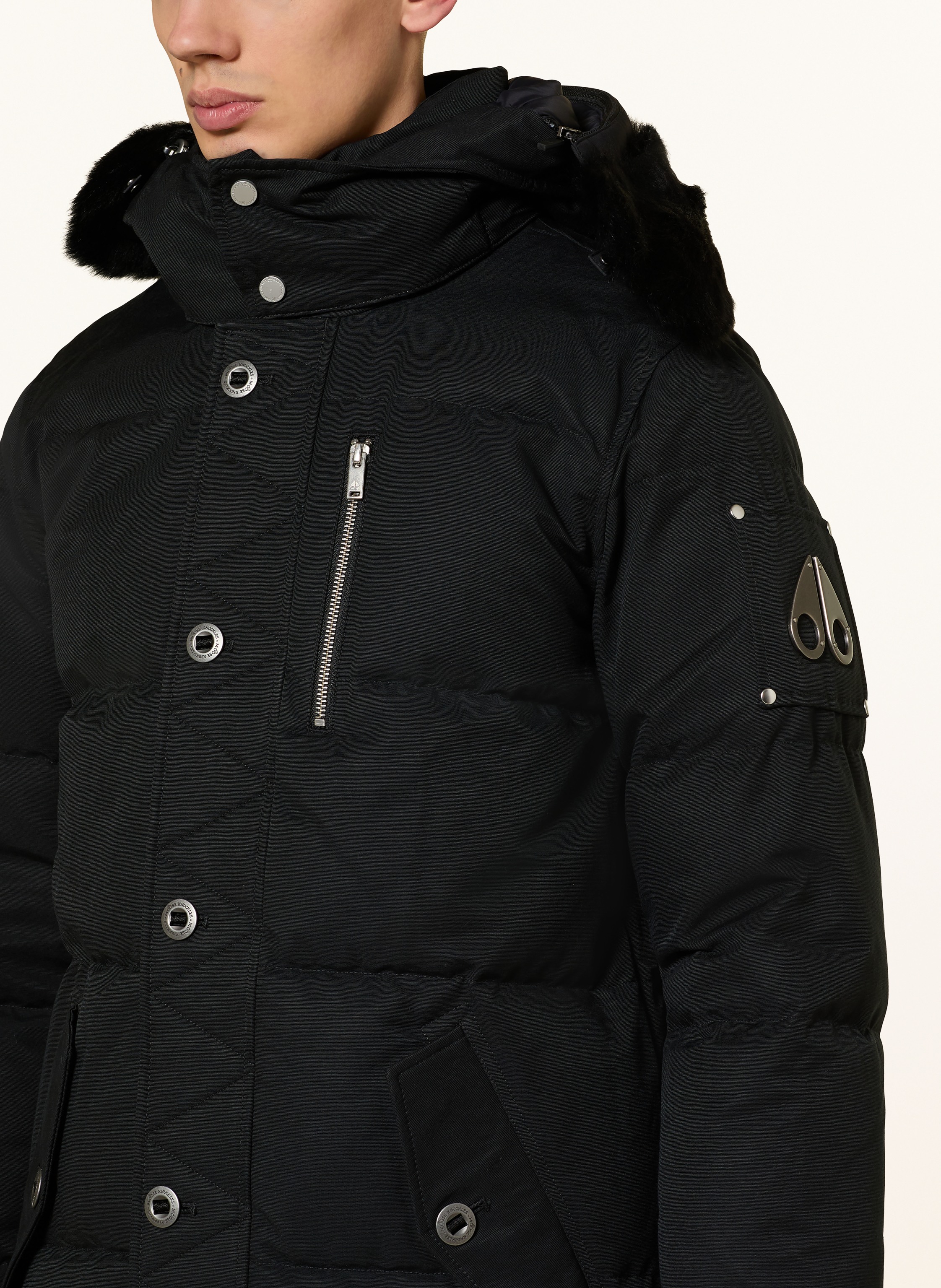 Thumbnail - Moose Knuckles Daunenjacke Original 3q Mit Abnehmbarer Kapuze schwarz