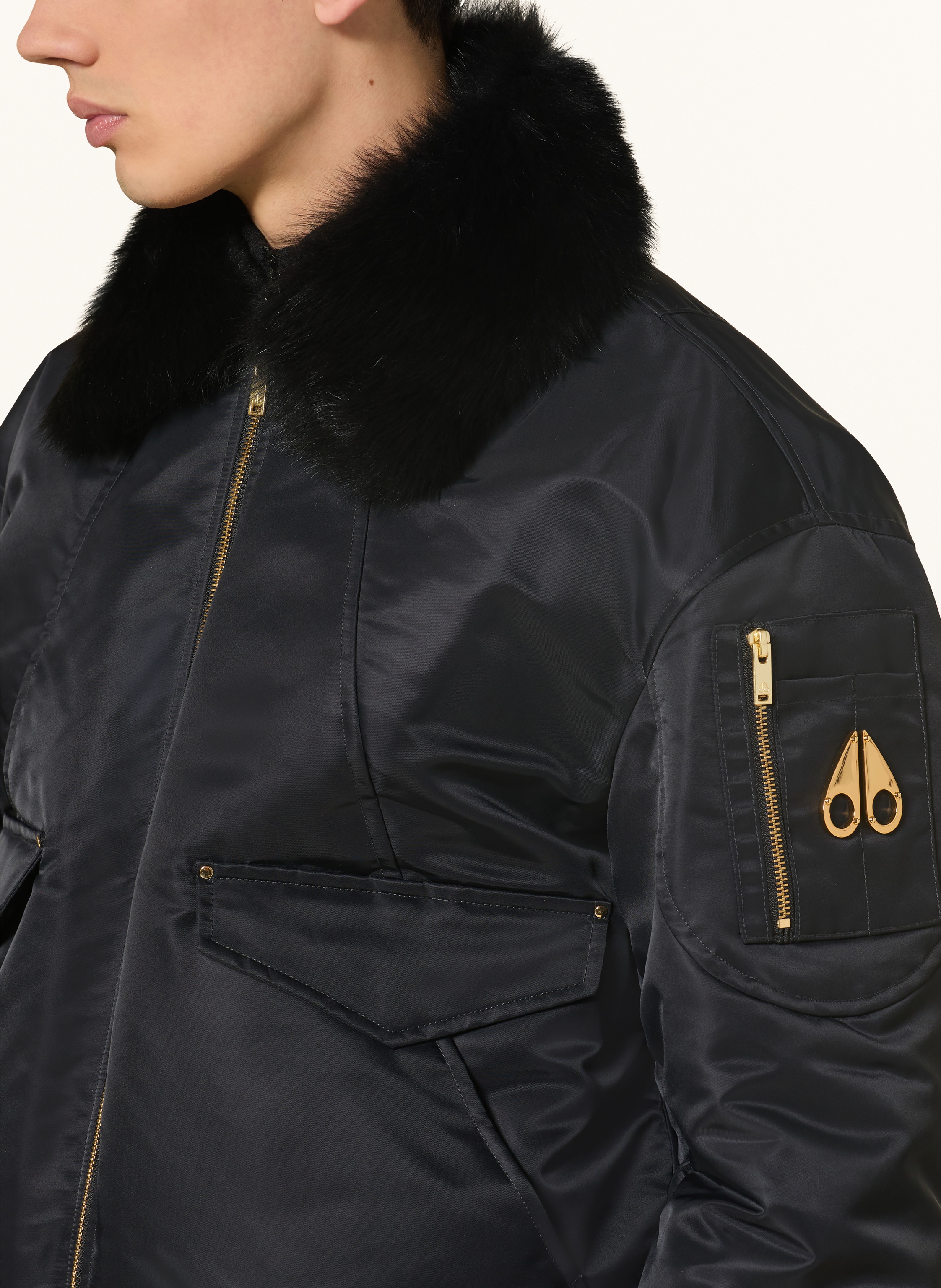 Thumbnail - Moose Knuckles Blouson Mit Kunstfell schwarz