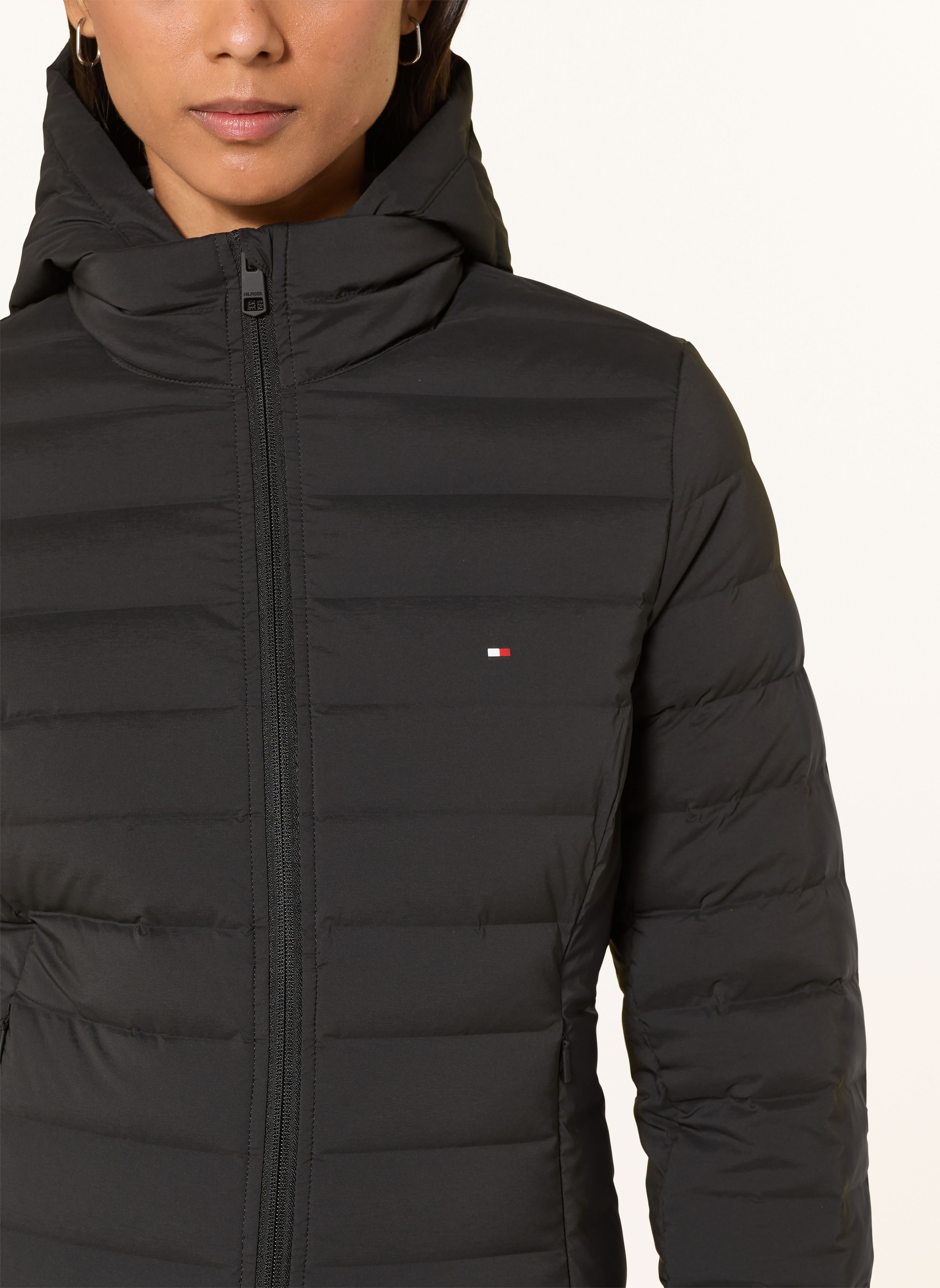 Thumbnail - Tommy Hilfiger Lightweight-Daunenjacke Mit Abnehmbarer Kapuze schwarz