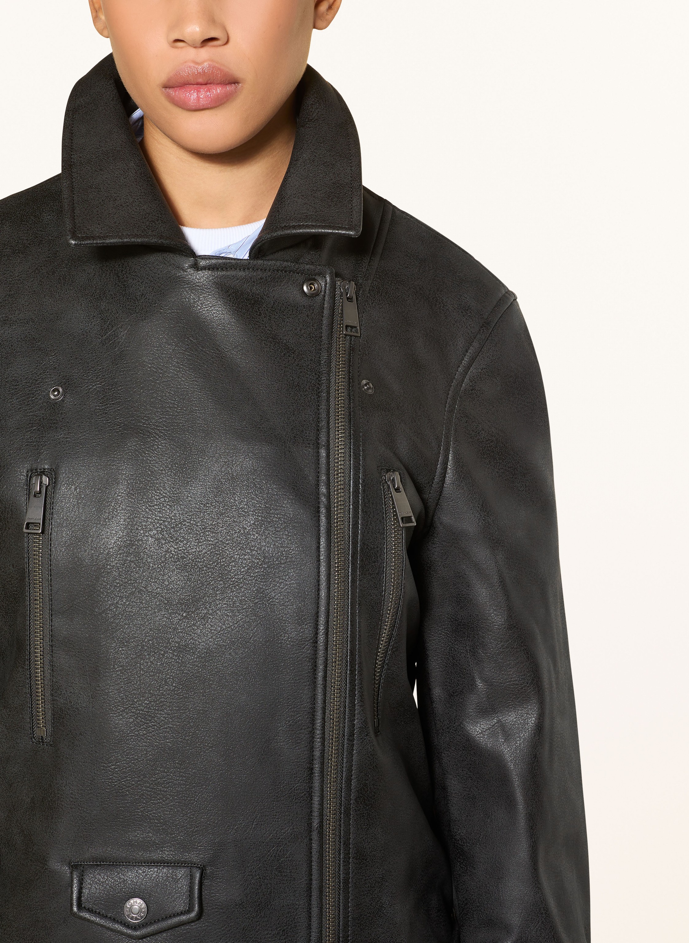 Thumbnail - Tommy Jeans Bikerjacke In Lederoptik schwarz