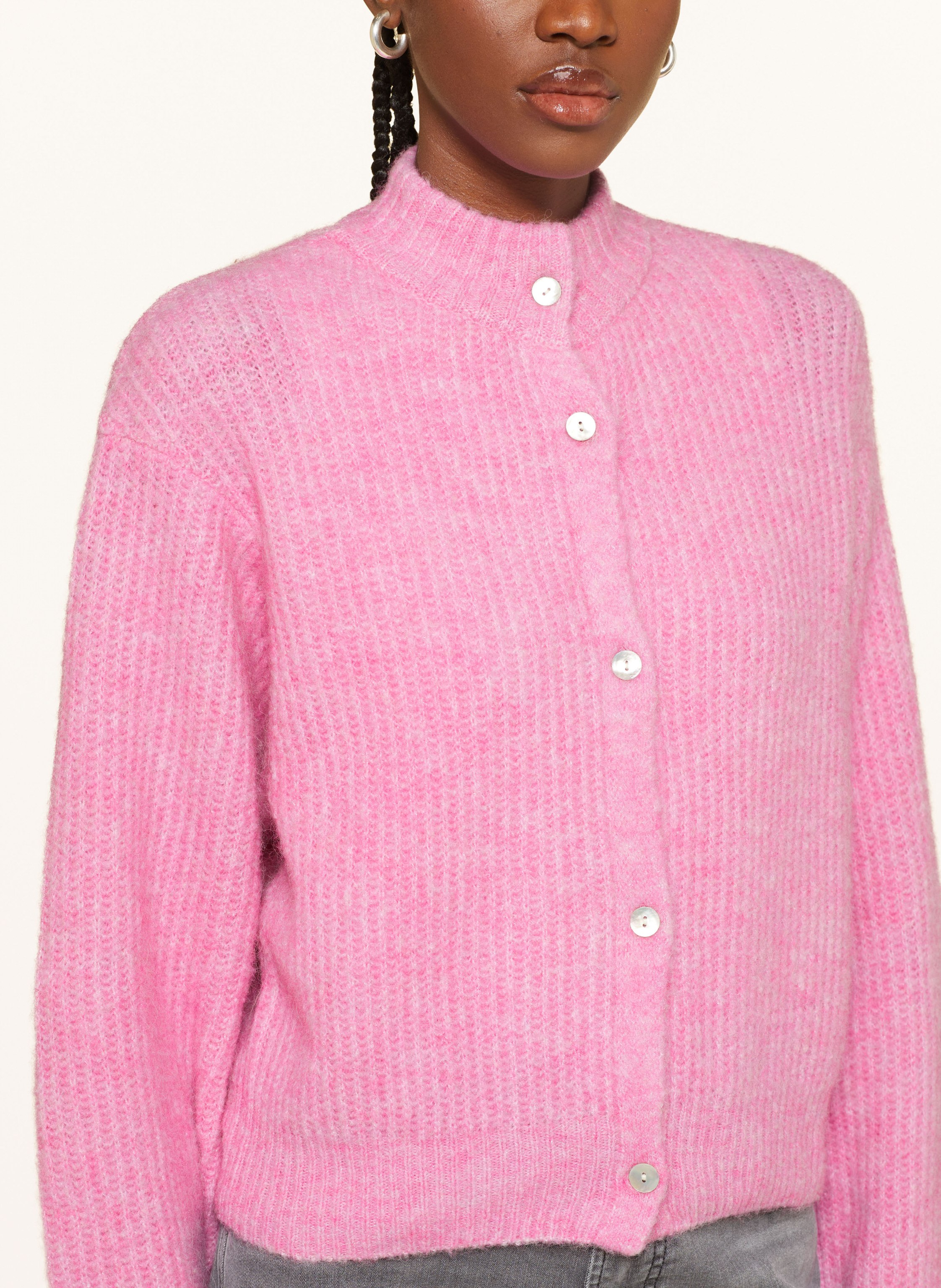Thumbnail - American Vintage Strickjacke East Mit Alpaka pink