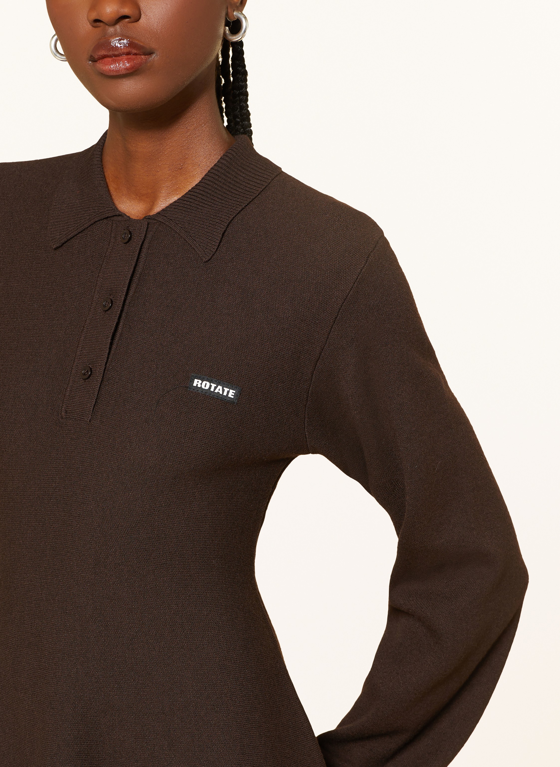 Thumbnail - Rotate Strickkleid Slinky Mit Merinowolle braun