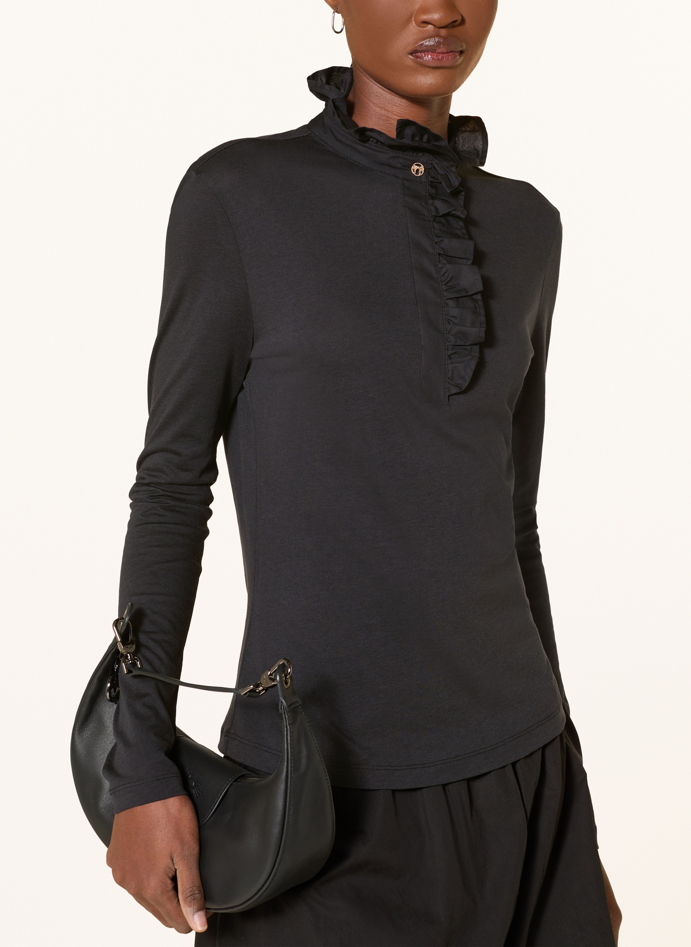 Thumbnail - Rich & Royal Longsleeve Mit Rüschen schwarz