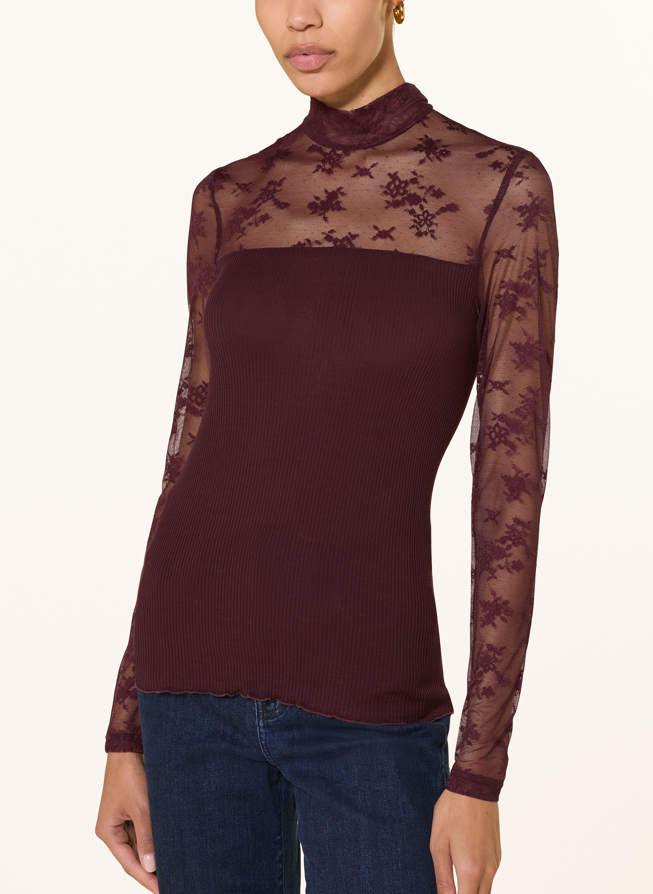 Thumbnail - Rosemunde Longsleeve Balta Im Materialmix rot