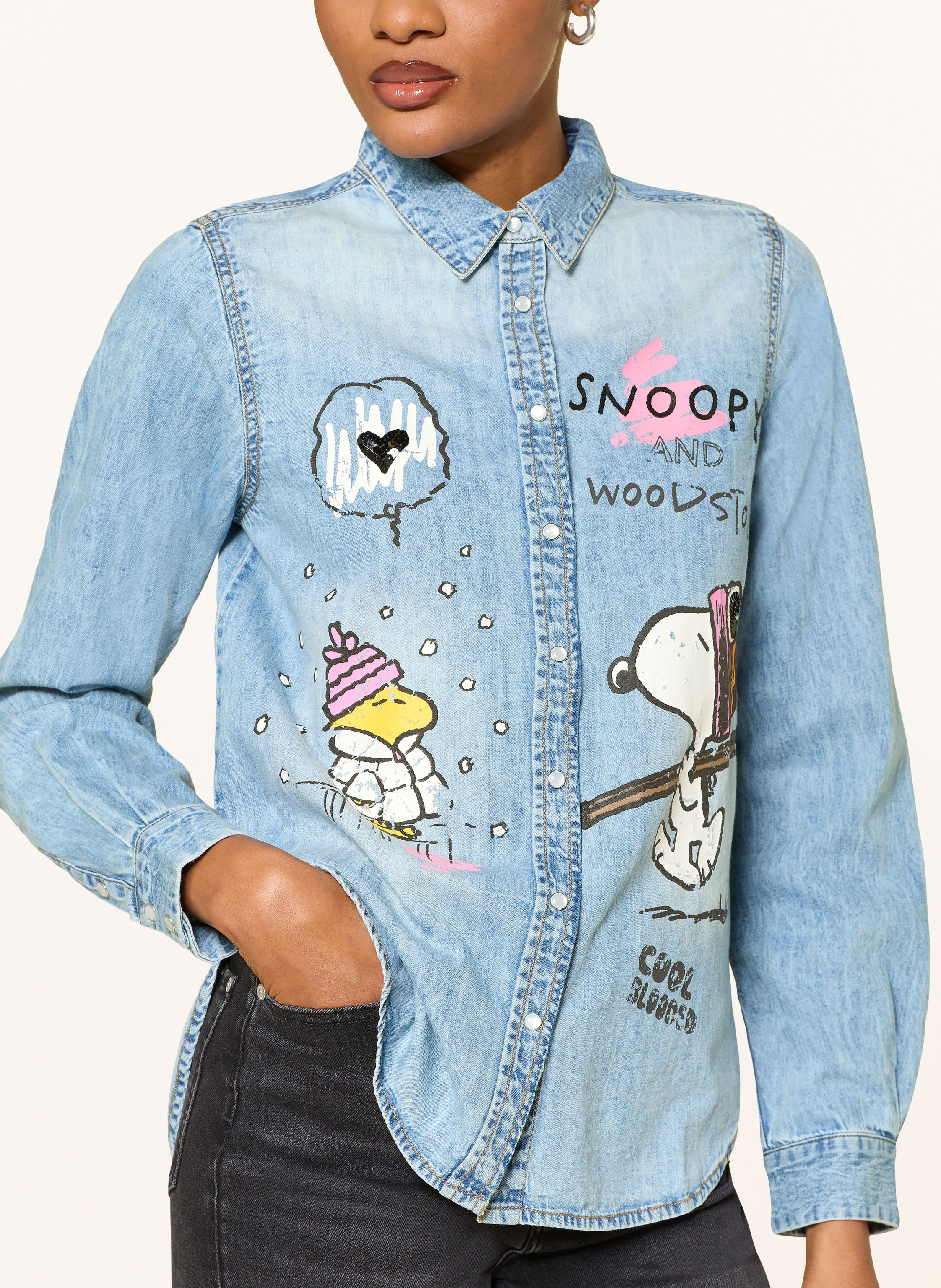 Thumbnail - Princess Goes Hollywood Jeansbluse Mit Pailletten blau