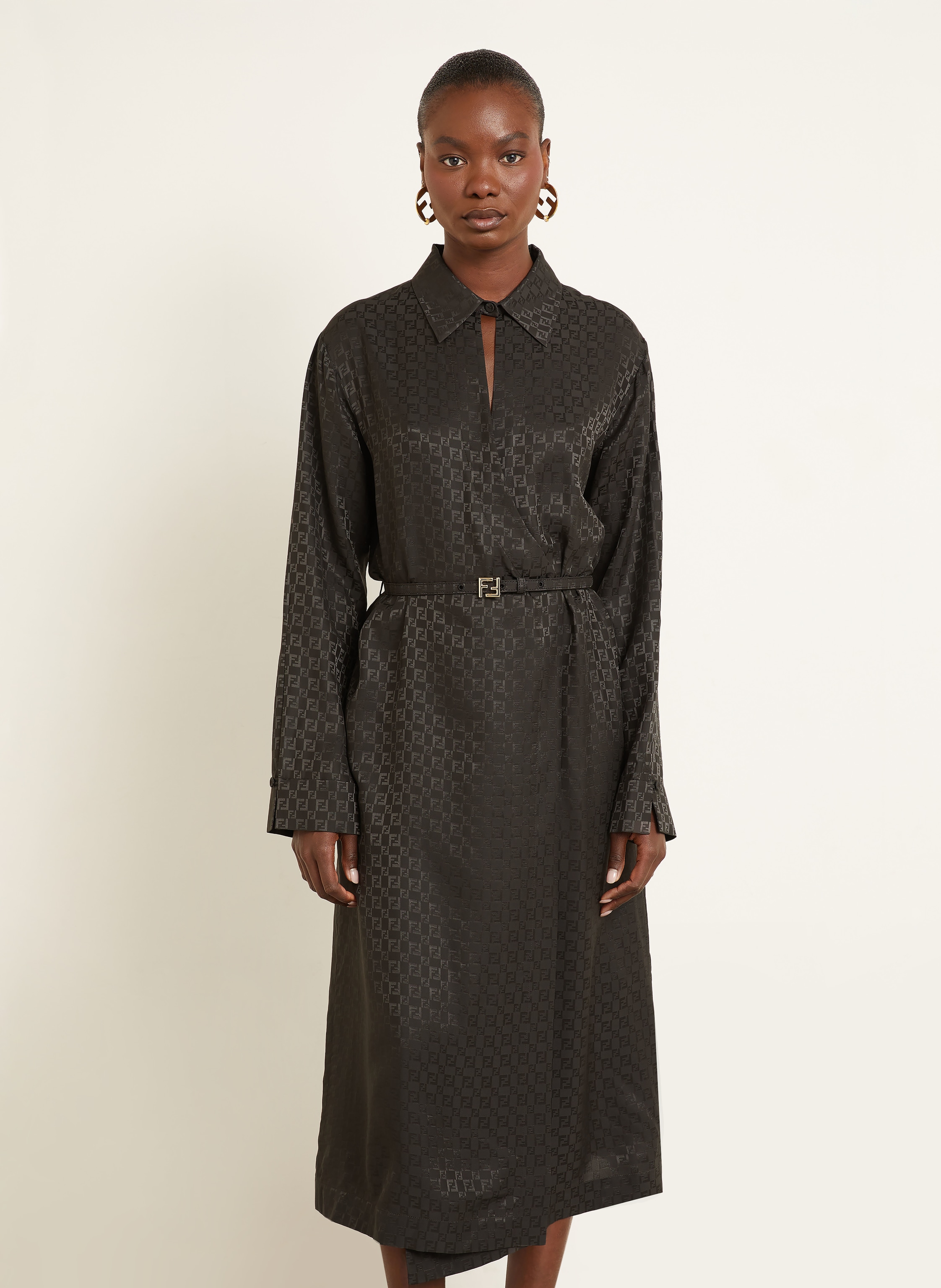 Thumbnail - Fendi Wickelkleid Aus Seide braun