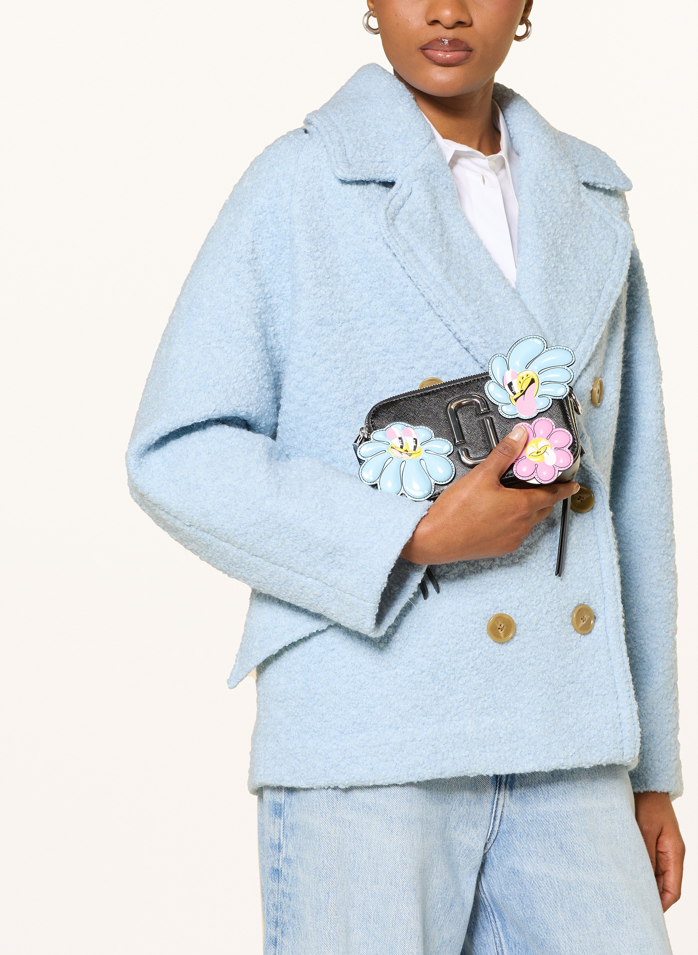 Thumbnail - Marc Jacobs Saffiano-Umhängetasche The Snapshot Flower Patches schwarz